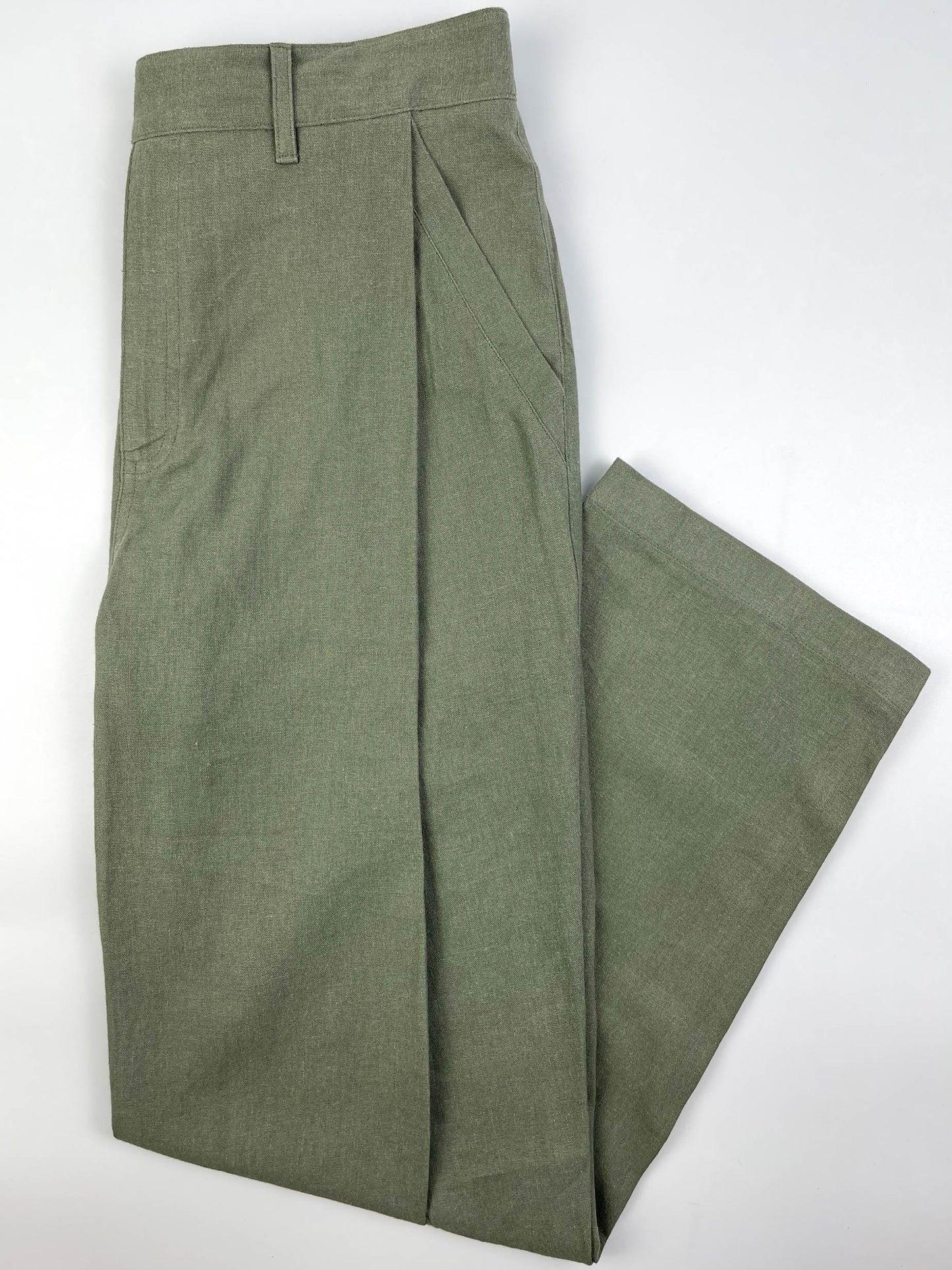 100% Linen Coastal Pants - Army Green