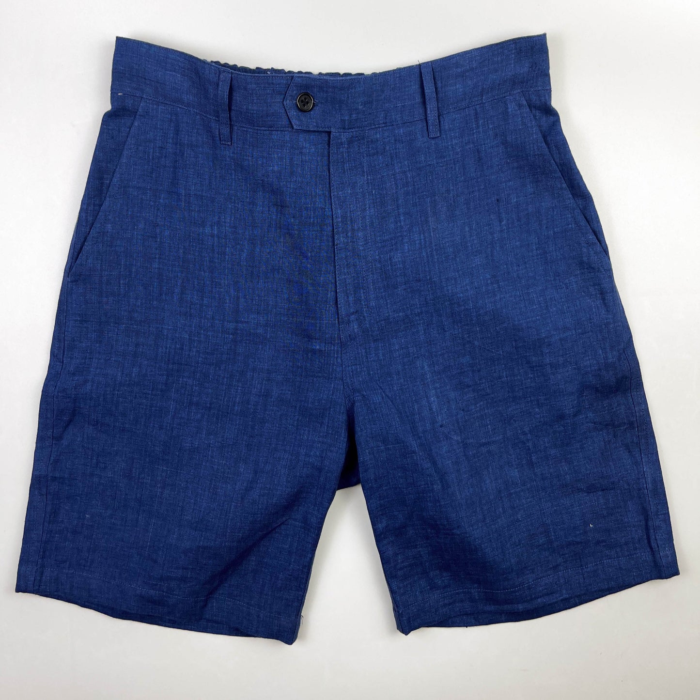 100% Linen Dress Shorts - Mid Blue