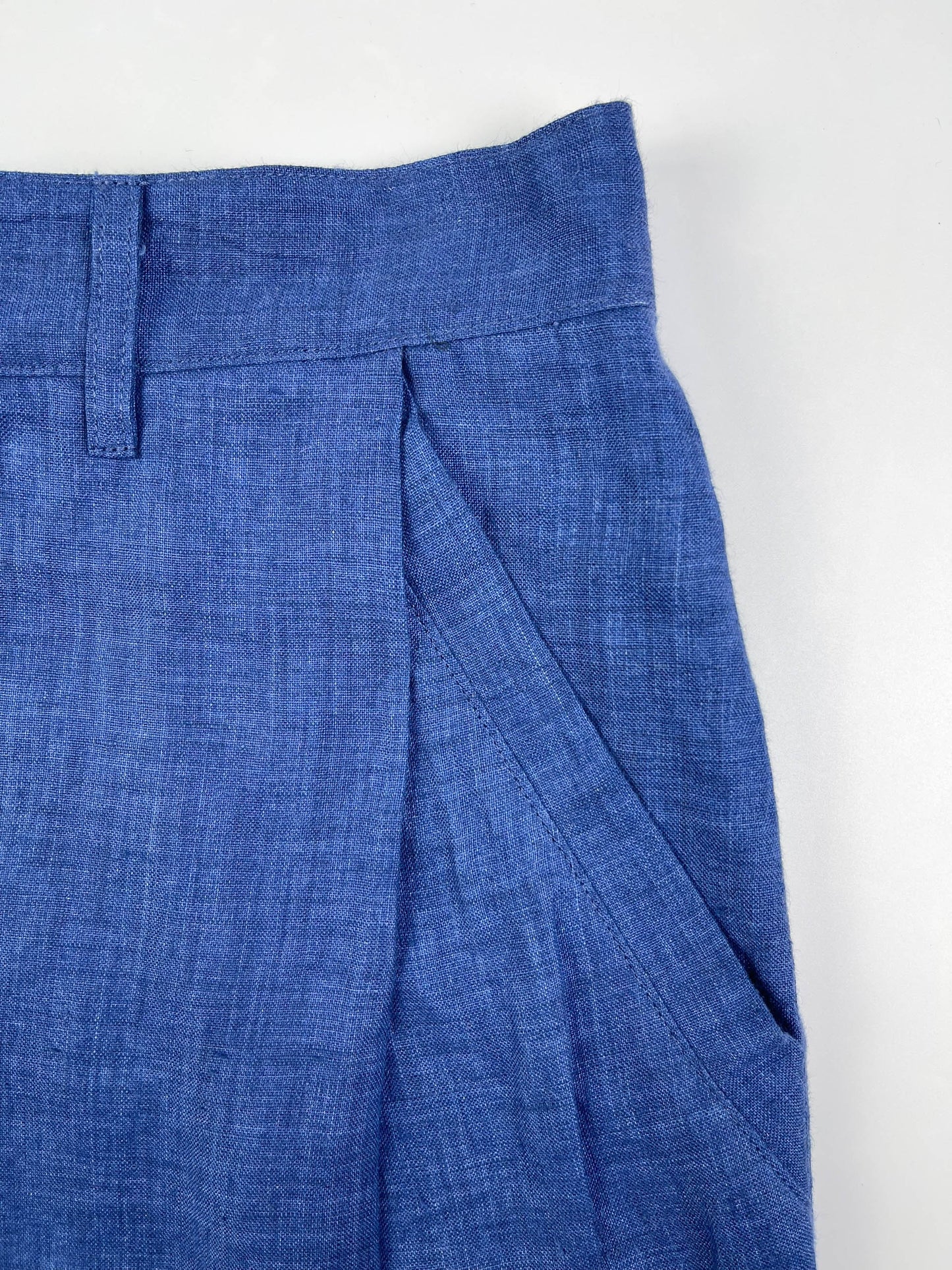 100% Linen Coastal Pants - Mid Blue