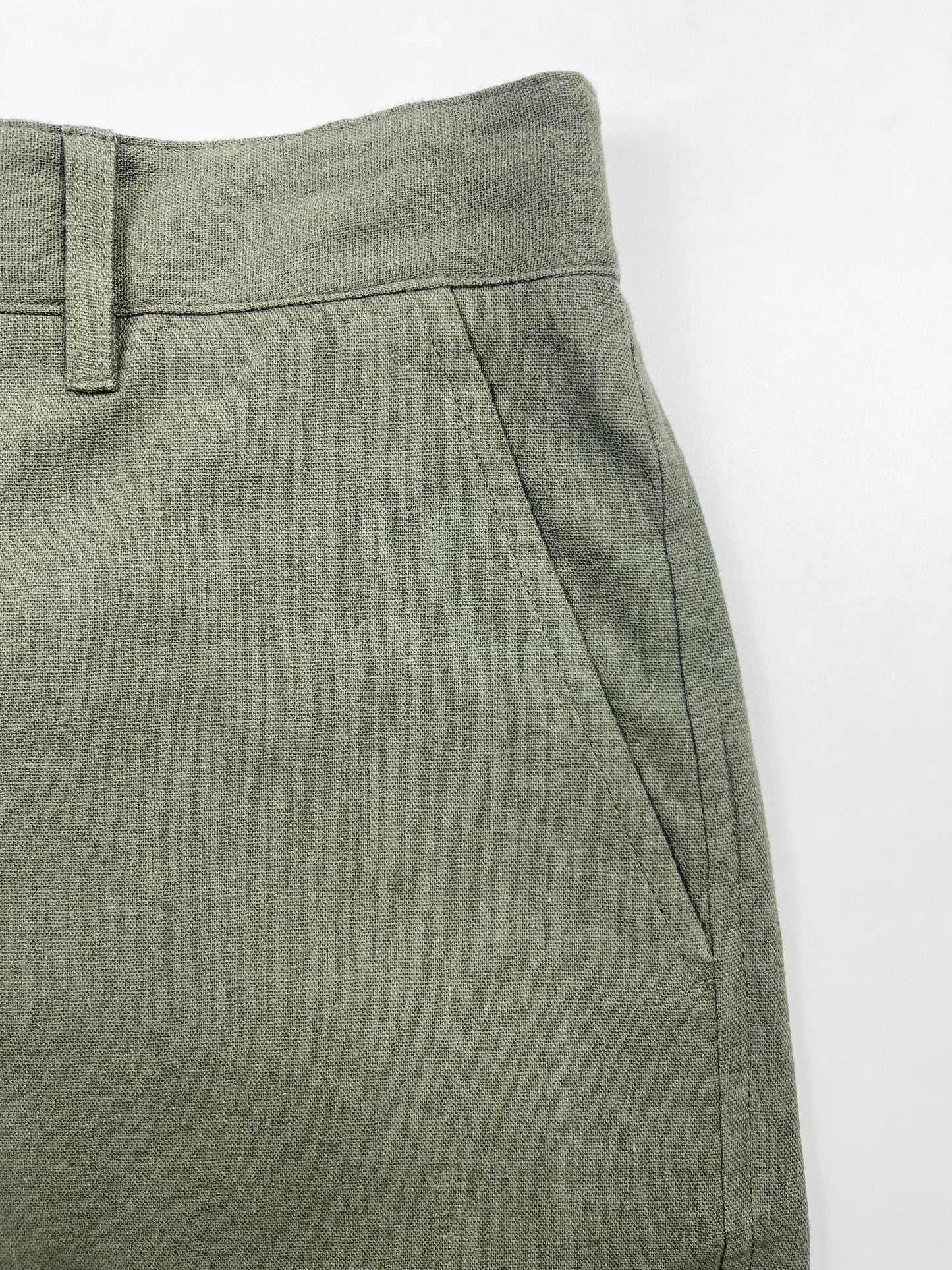 100% Linen Dress Shorts - Army Green