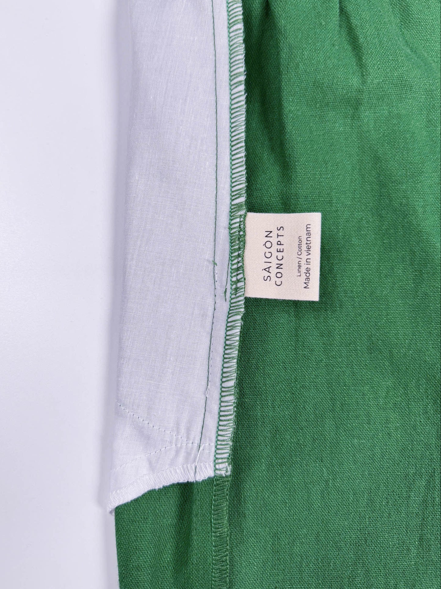 Saigon Concepts Green Wide Leg Linen Shorts inside care label view