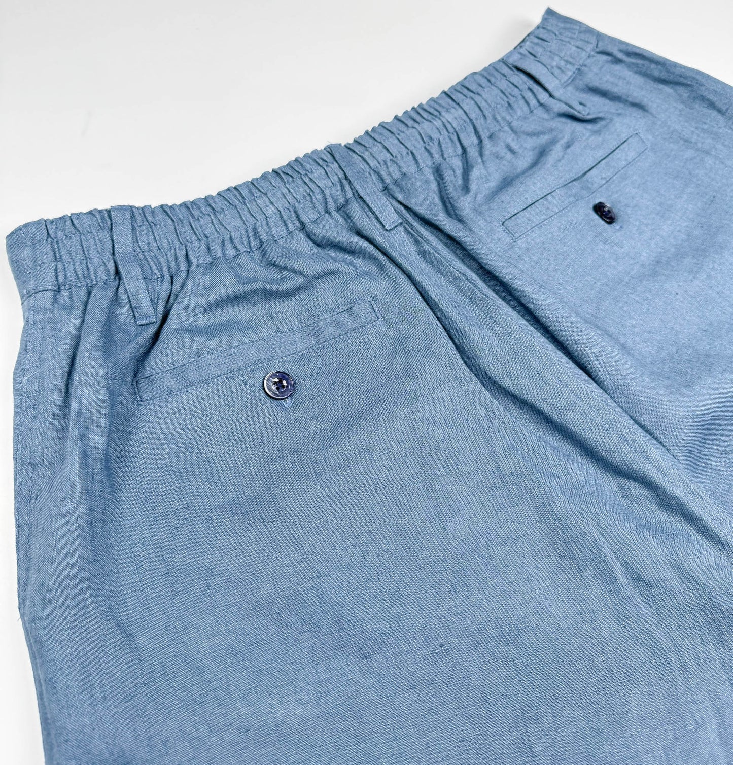 100% Linen Riviera Short - Blue Steel