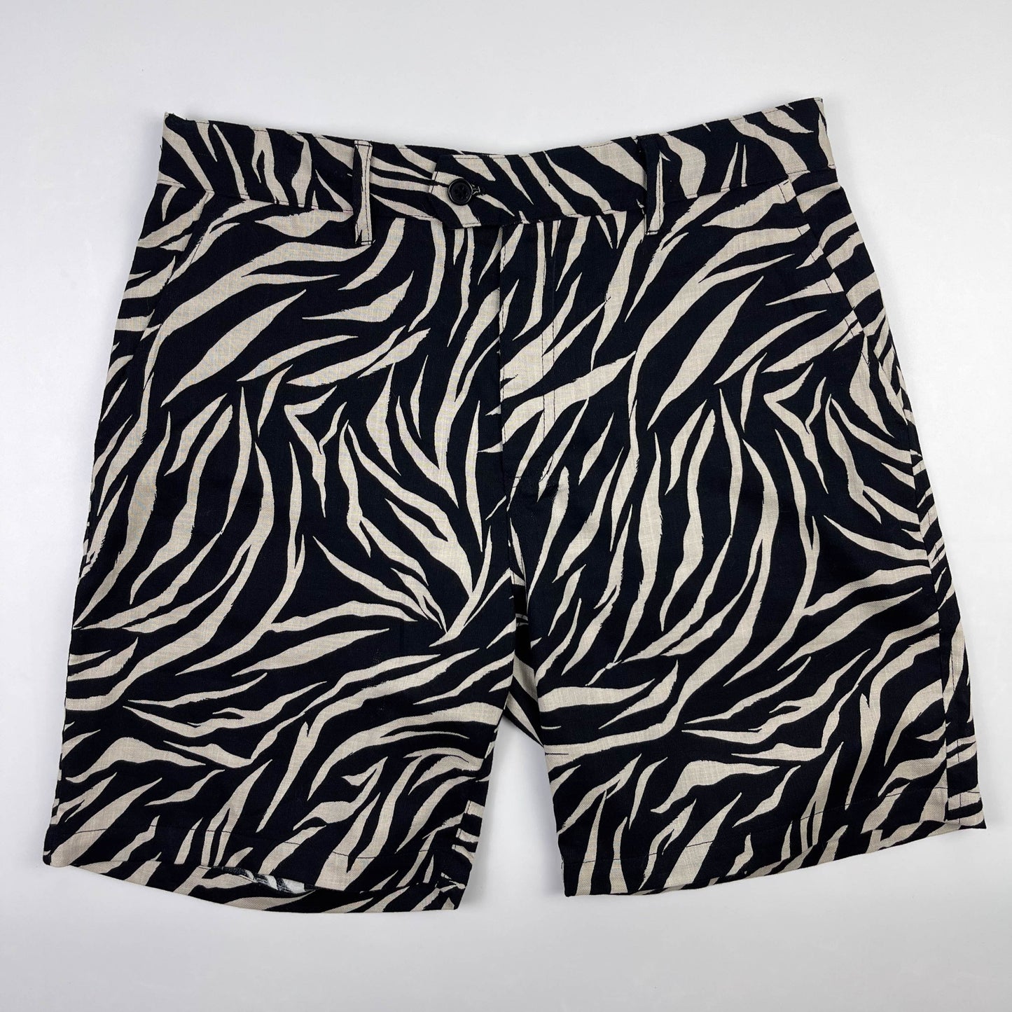 Linen/Cotton Dress Shorts - Zebra Stripes