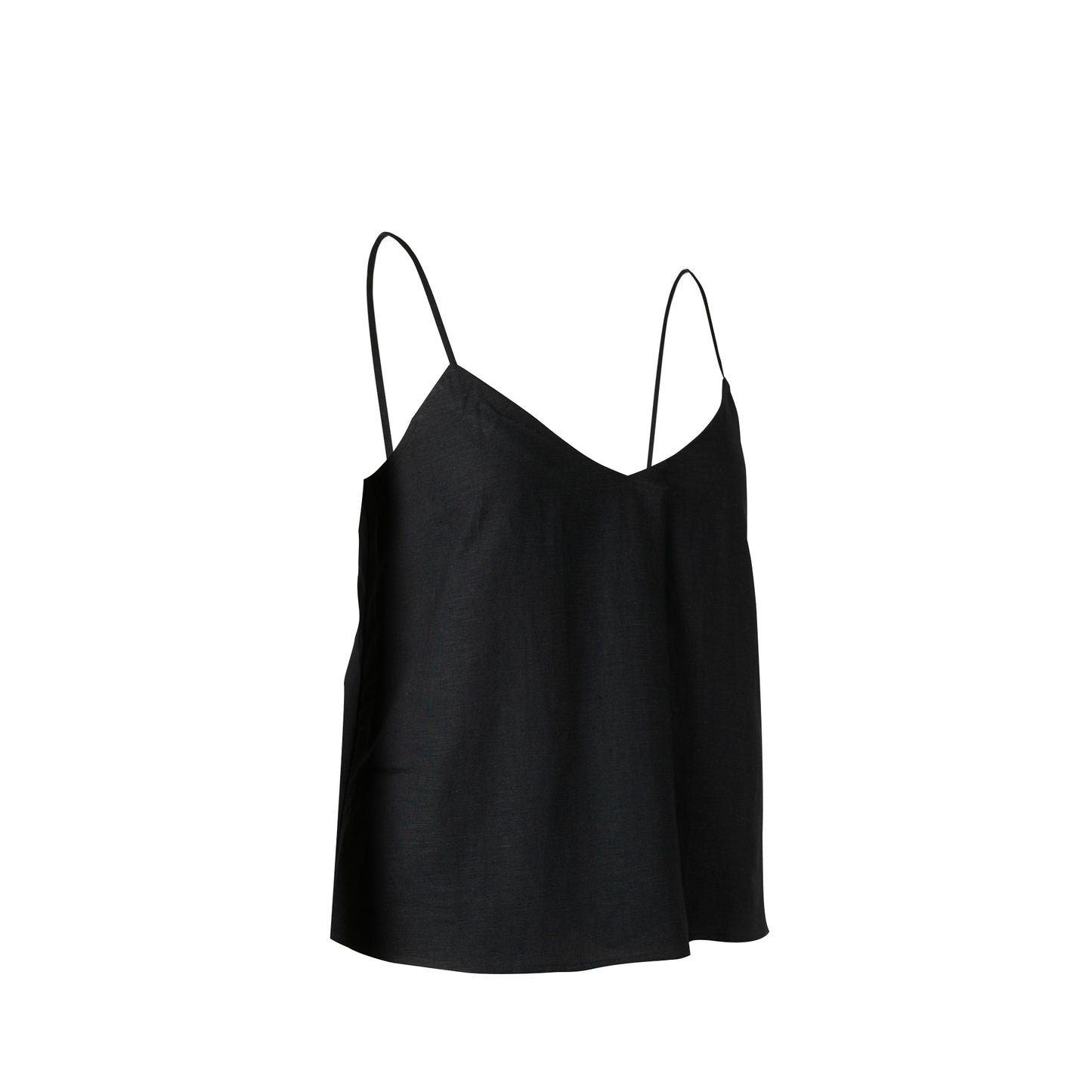 Black - 100% Linen - Pleated Cami Top