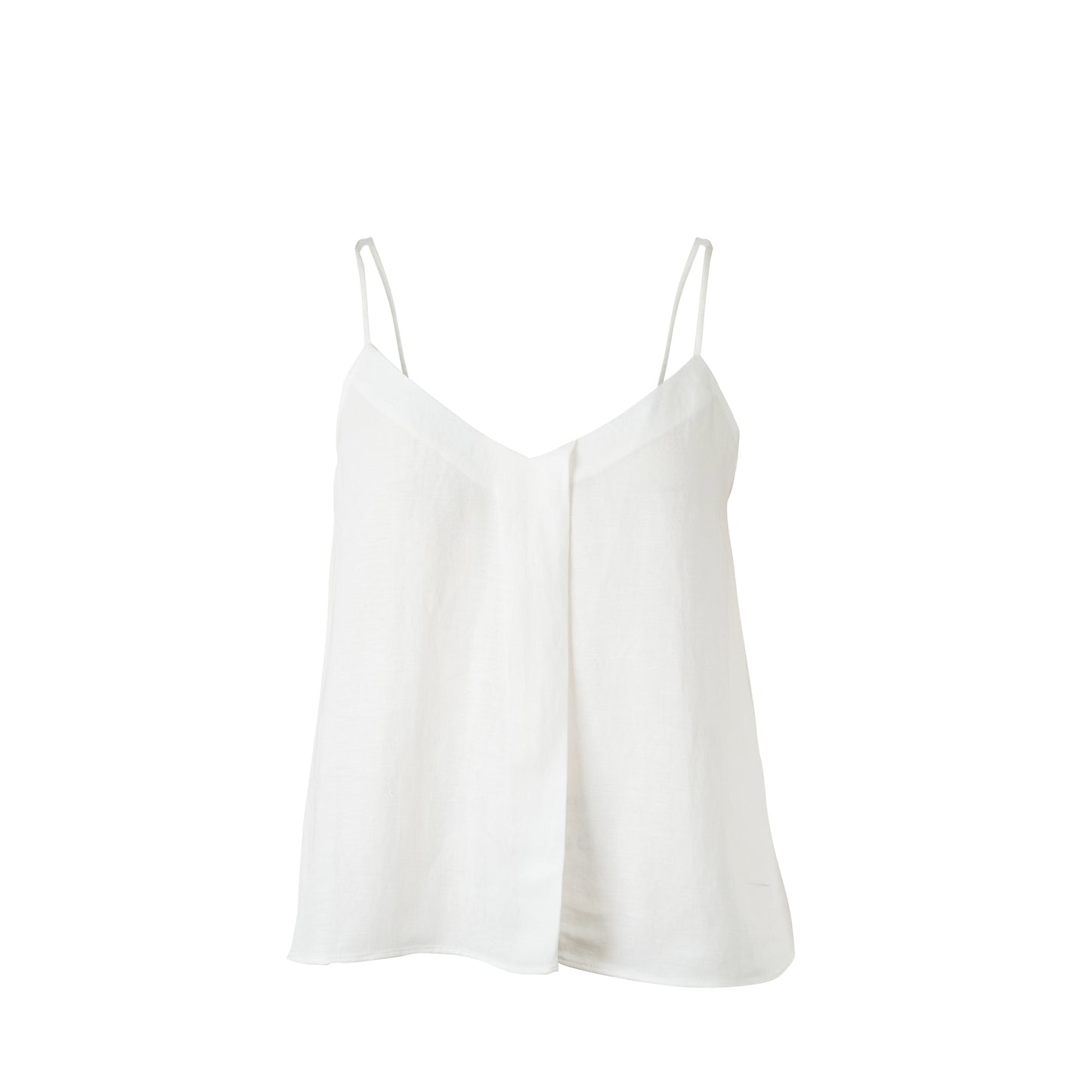 White - 100% Linen - Pleated Cami Top