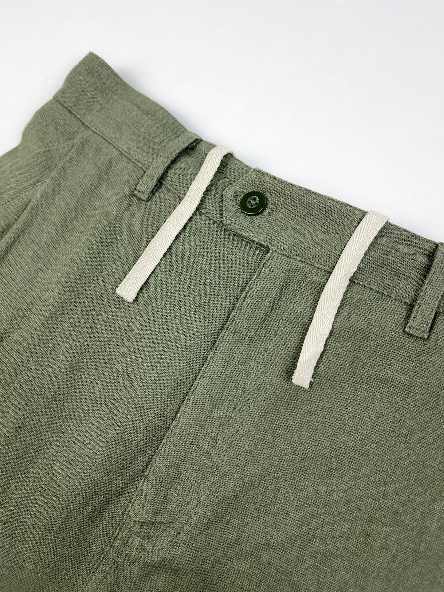 100% Linen Coastal Pants - Army Green