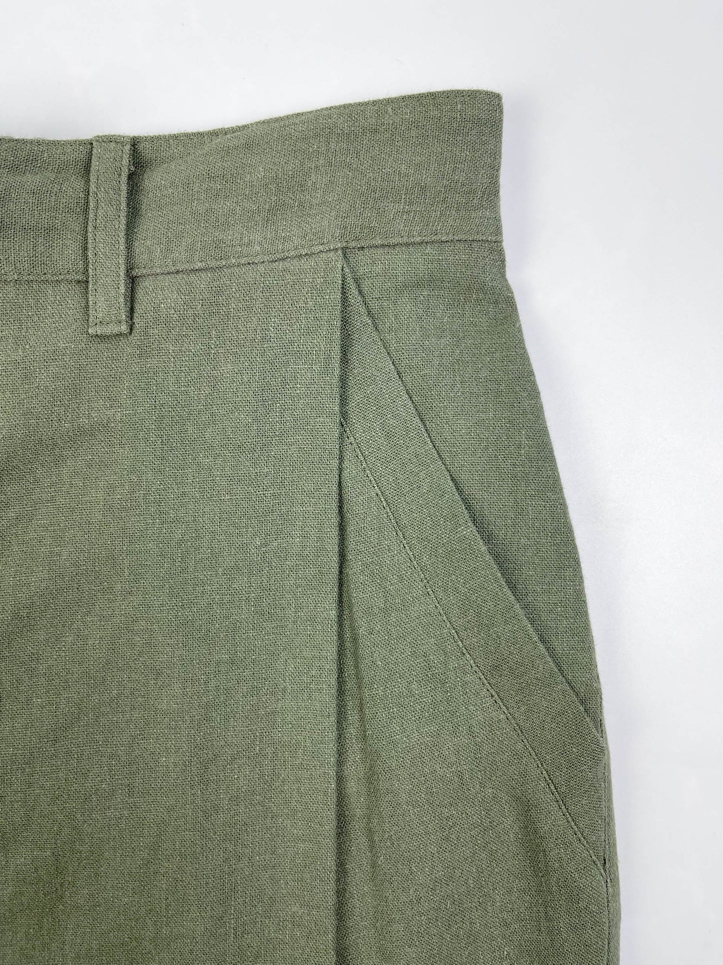 100% Linen Coastal Pants - Army Green