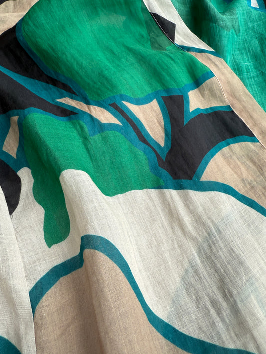 Emerald Flow Kimono Robe | Sheer Linen | Resort wear