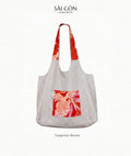 Tangerine Bloom - Natural Linen Beach Tote Bag