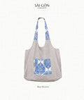 Blue Reverie - Natural Linen Beach Tote Bag