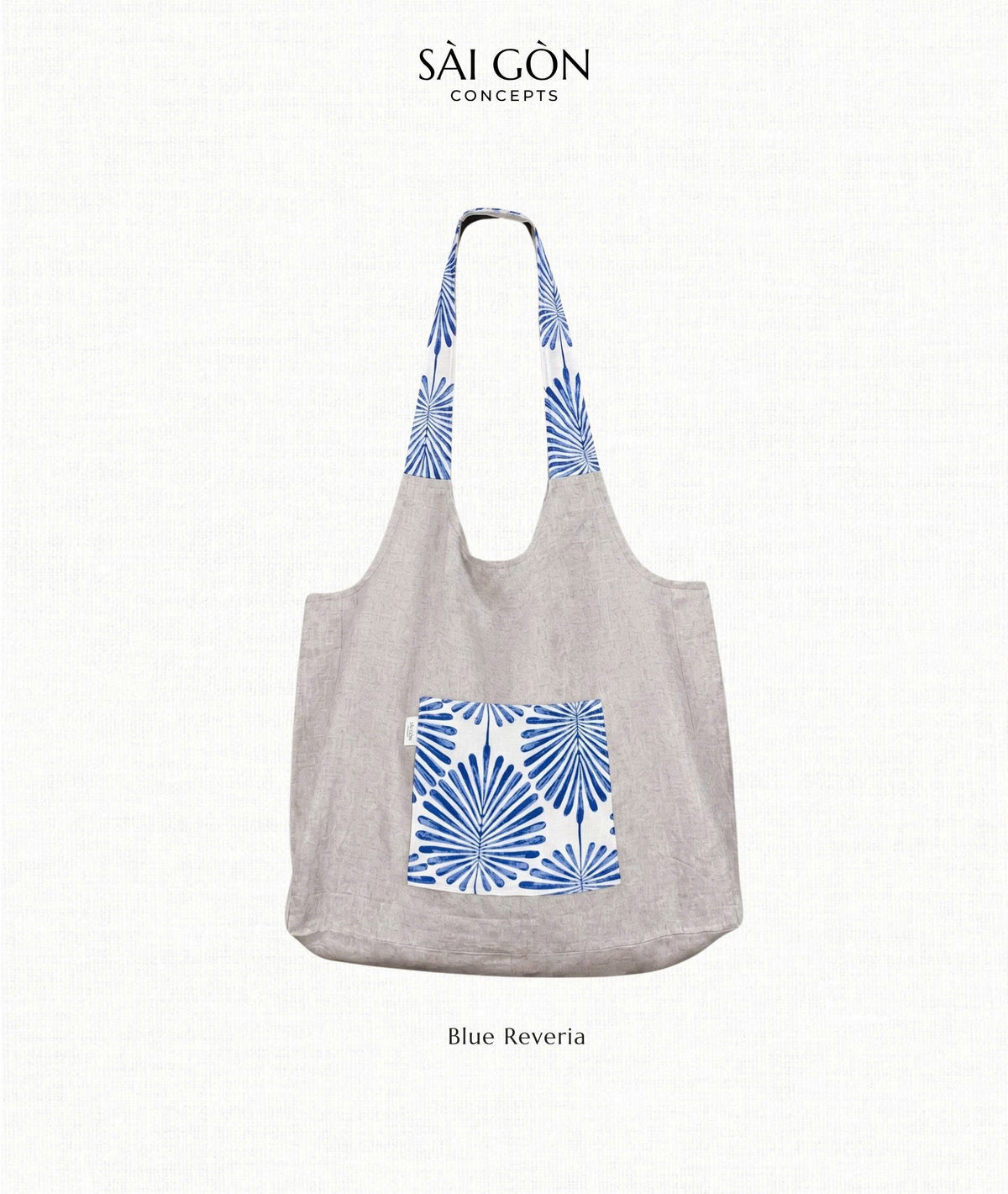 Blue Reverie - Natural Linen Beach Tote Bag