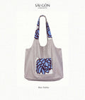 Blue Dahlia - Natural Linen Beach Tote Bag
