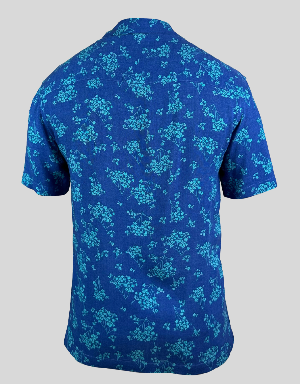 Blue Baby Flower Hawaii-style linen shirt