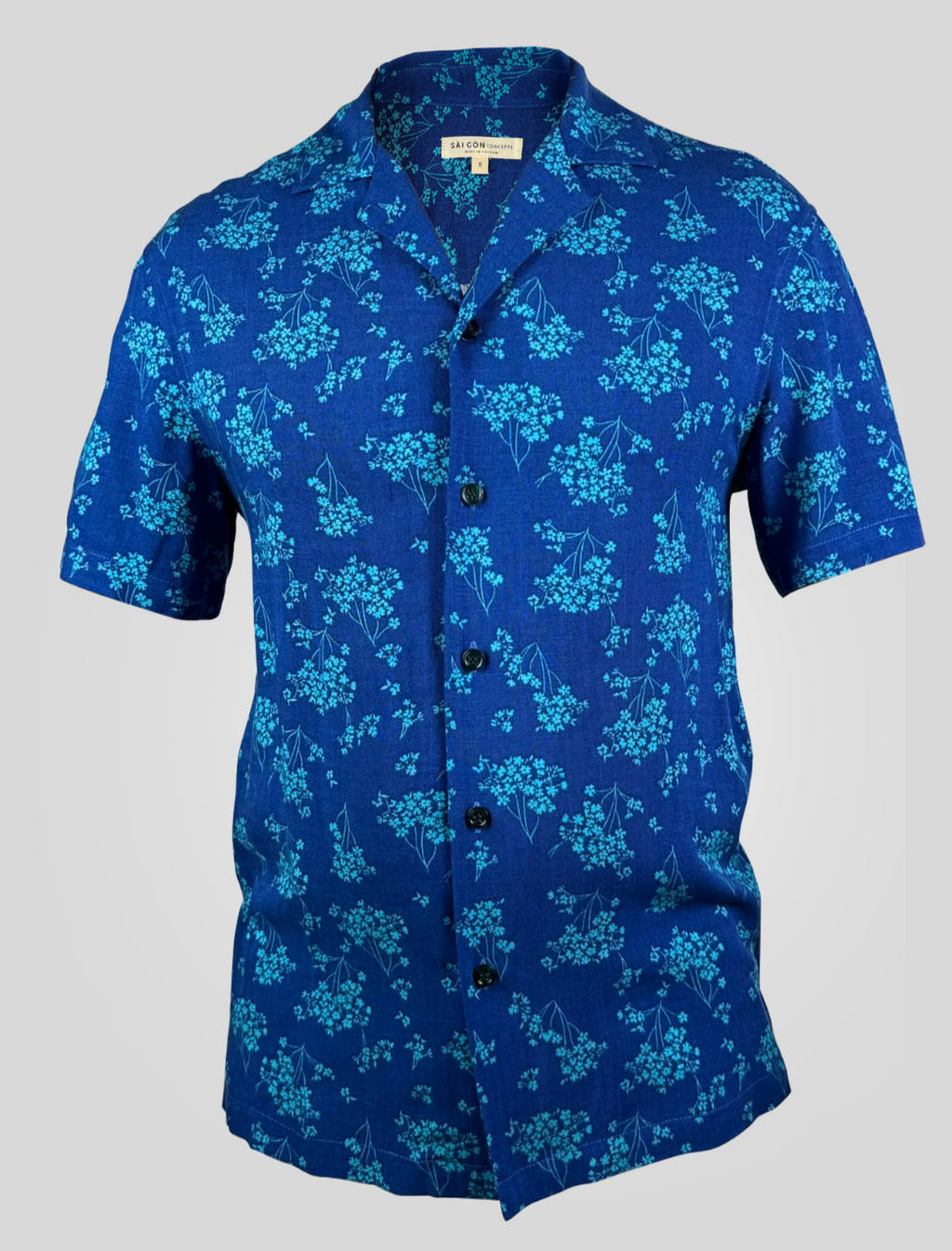 Blue Baby Flower - 100% Linen Hawaiian Shirt
