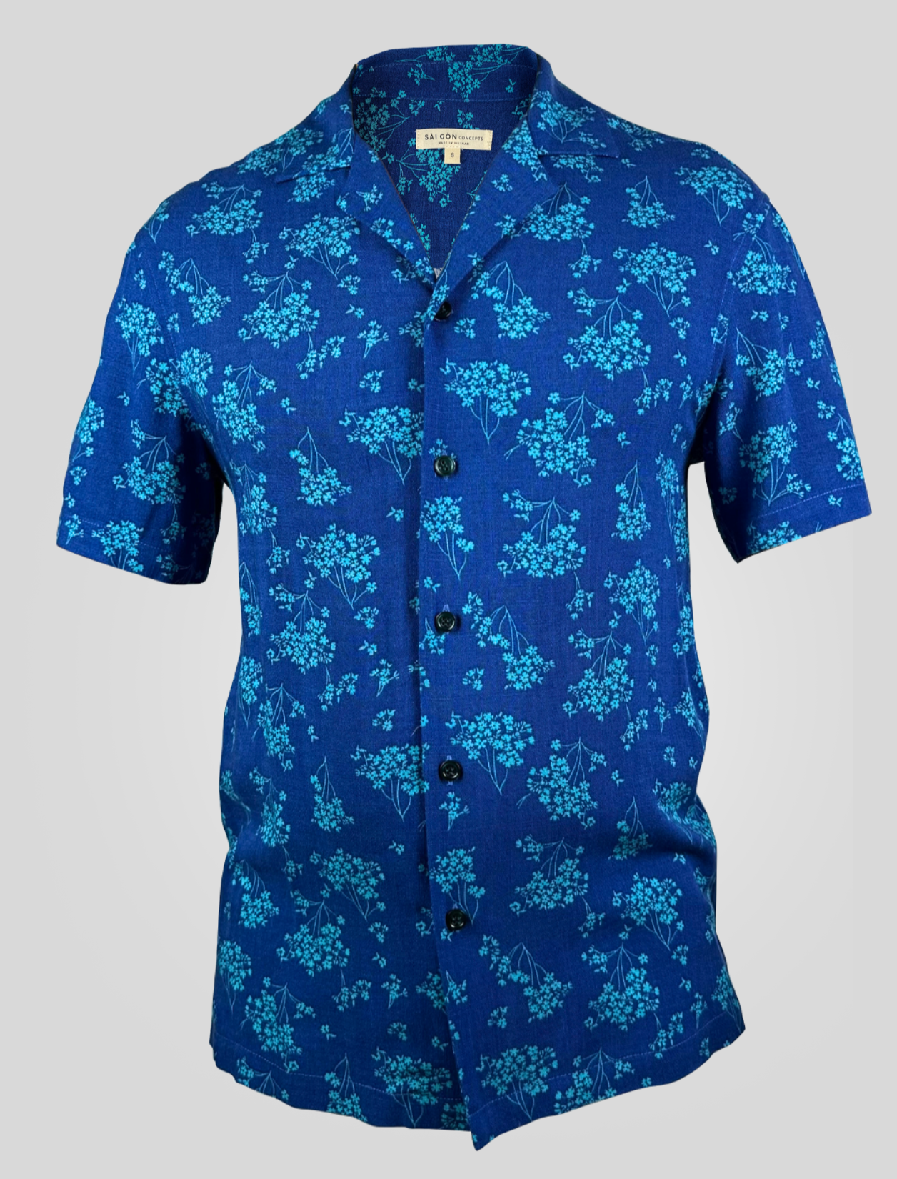Blue Baby Flower - 100% Linen Hawaiian Shirt