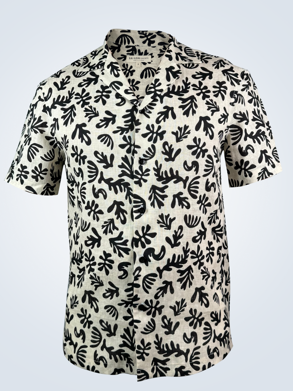 Black Coral - 100% Linen Hawaiian Shirt