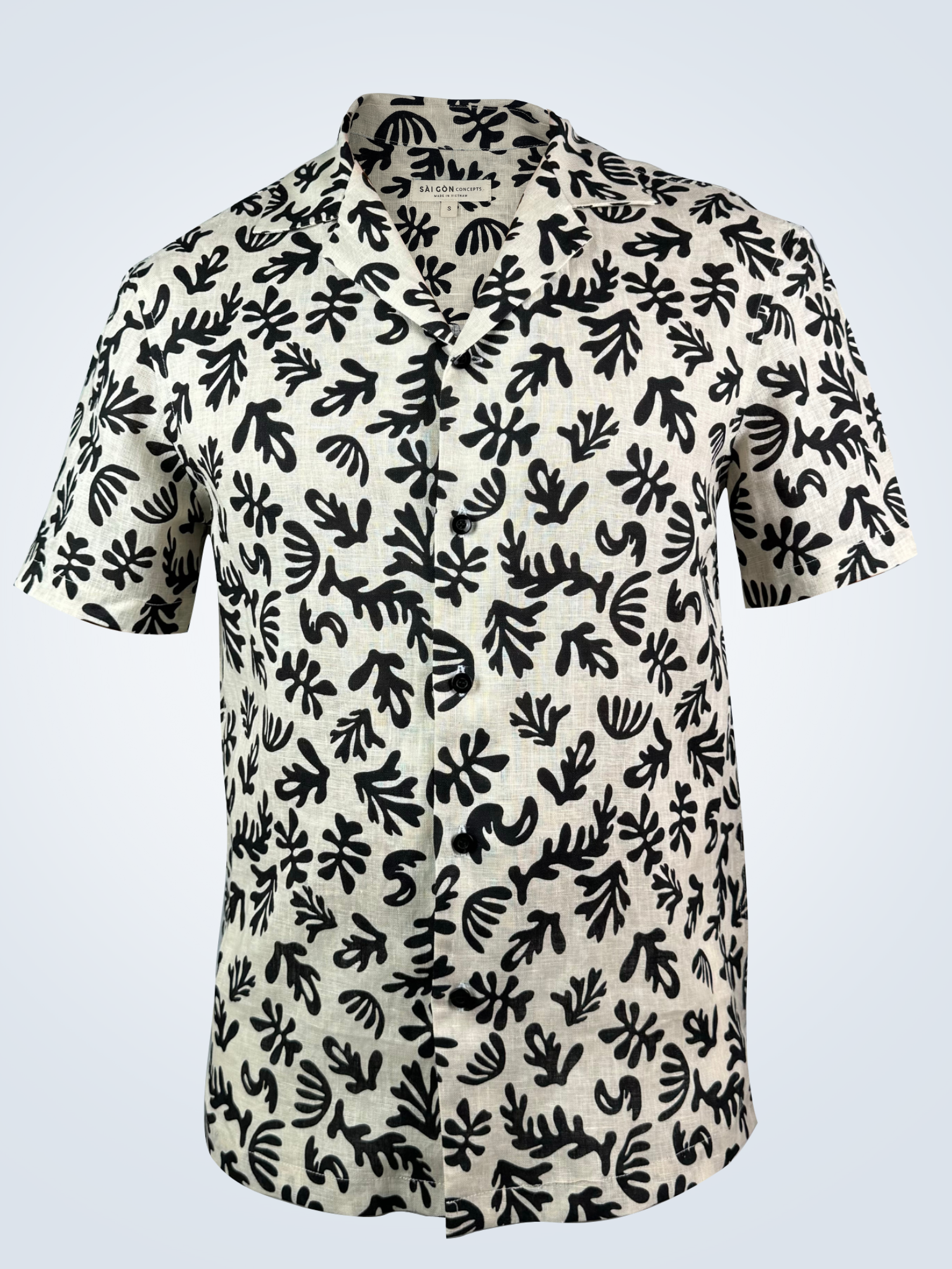 Black Coral - 100% Linen Hawaiian Shirt