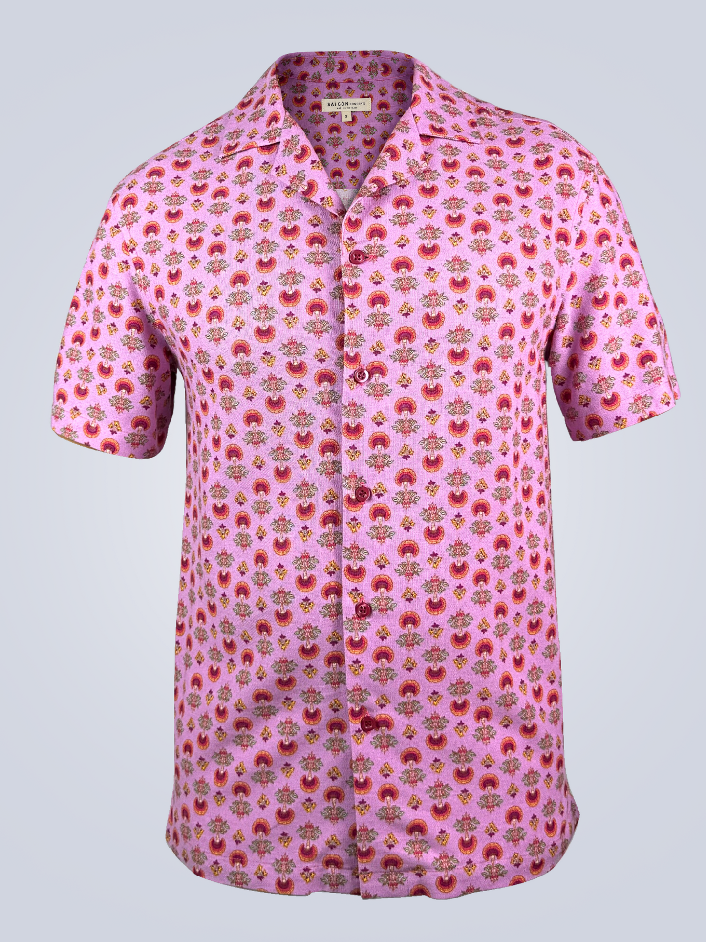 Pink Peacock Hawaii-style linen shirt