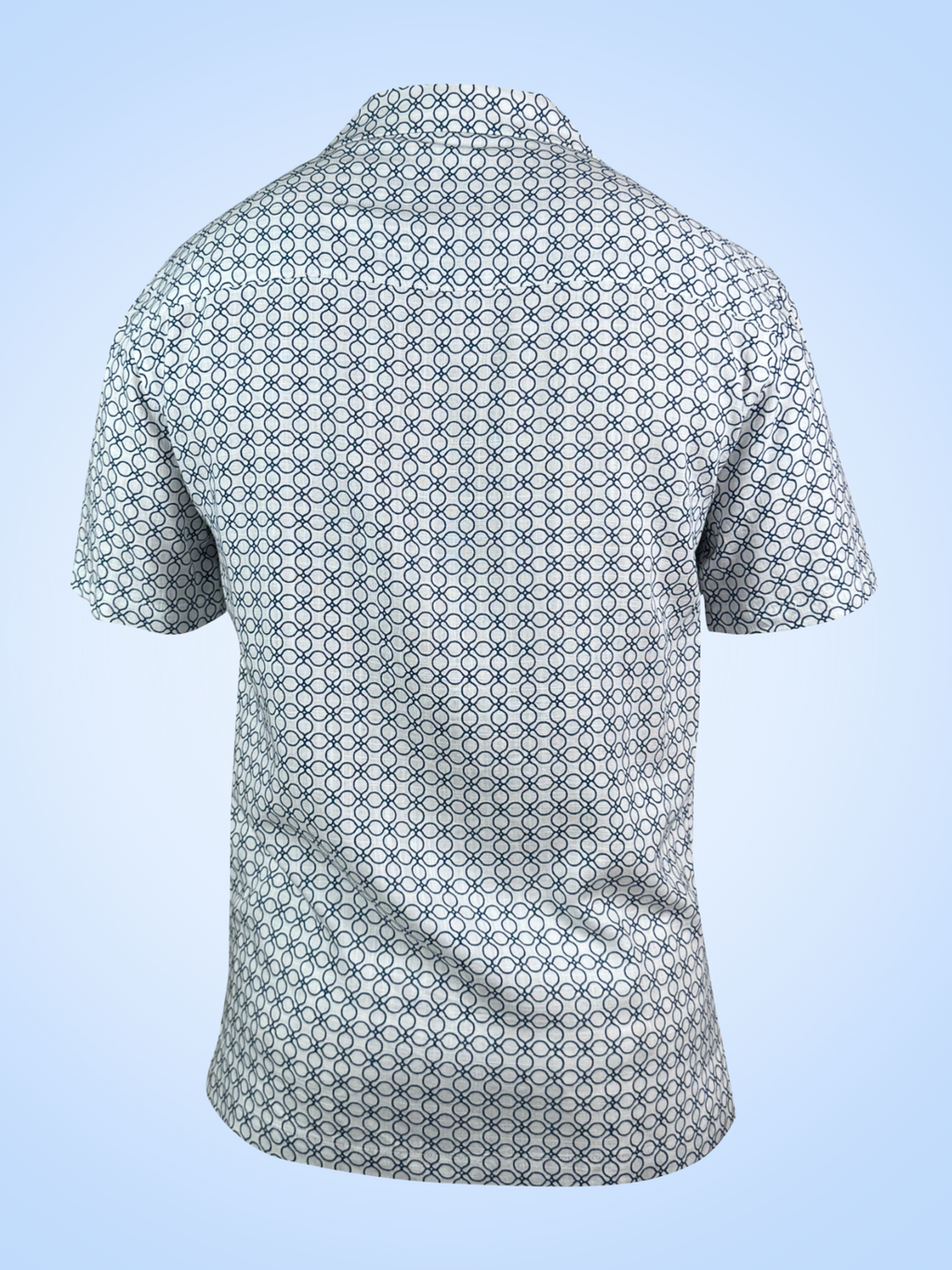 Blue-White Saigon Mosaic - Linen-Cotton Hawaiian Shirt