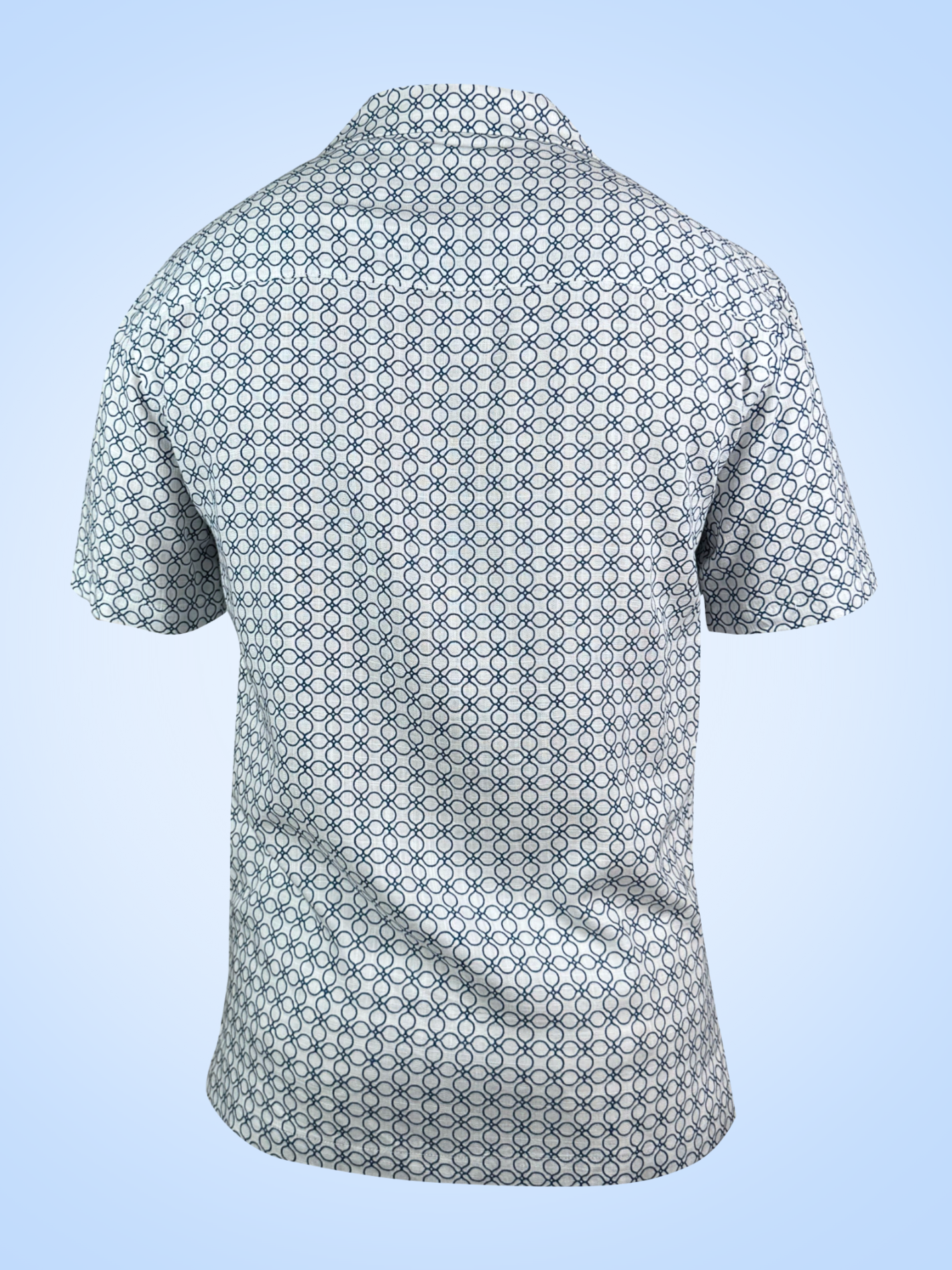 Blue-White Saigon Mosaic - Linen-Cotton Hawaiian Shirt