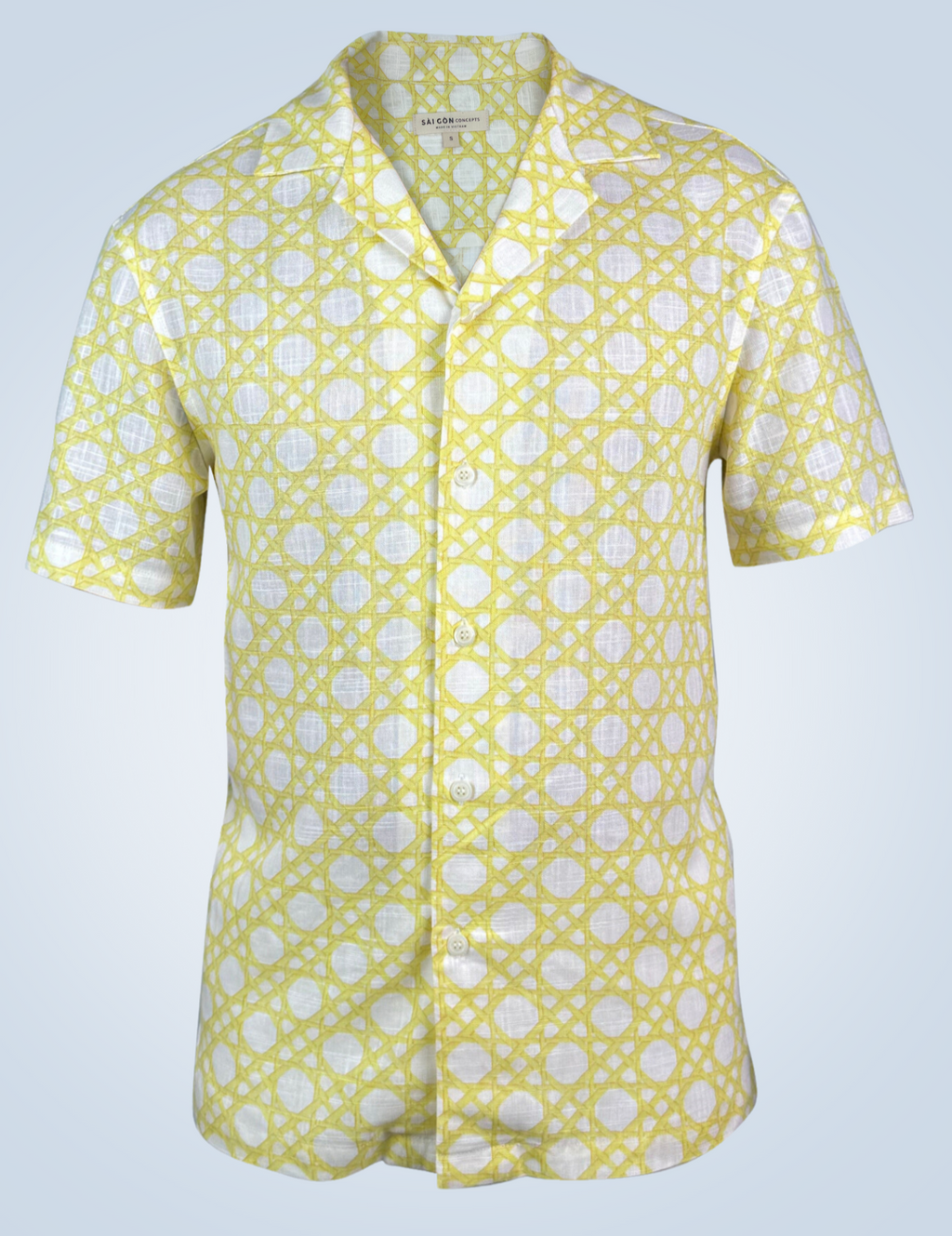 Yellow Rattan Weave - Linen Hawaiian Shirt