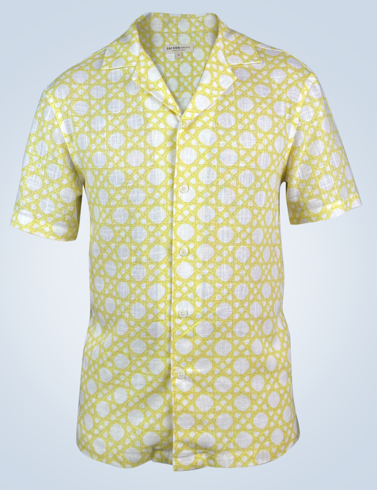 Yellow Rattan Weave Hawaii-style linen shirt