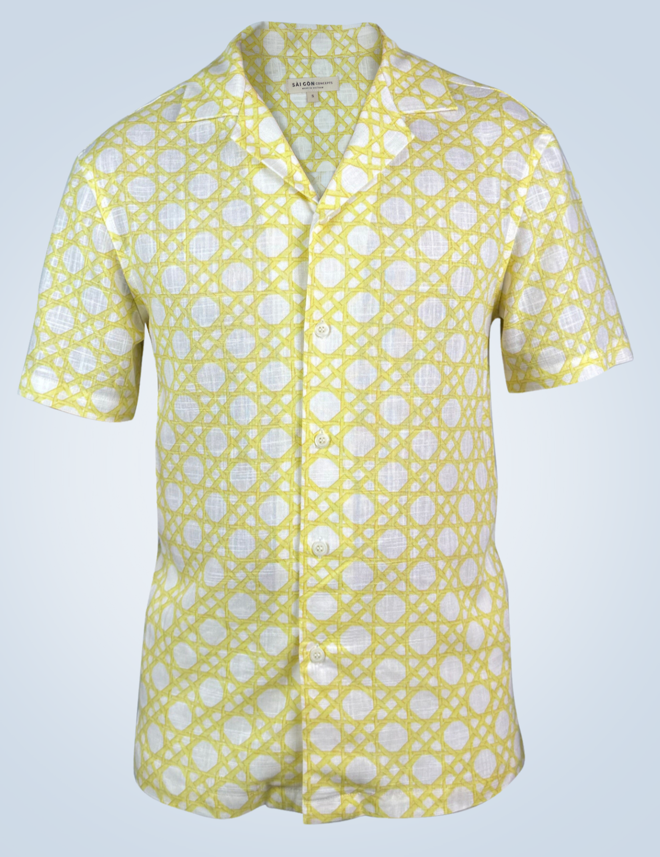 Yellow Rattan Weave - Linen Hawaiian Shirt