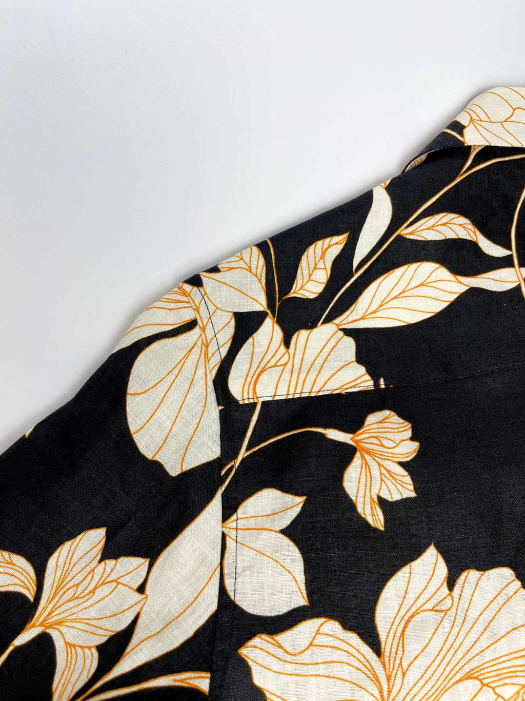 Orange Hibiscus - 100% Linen Hawaiian Shirt