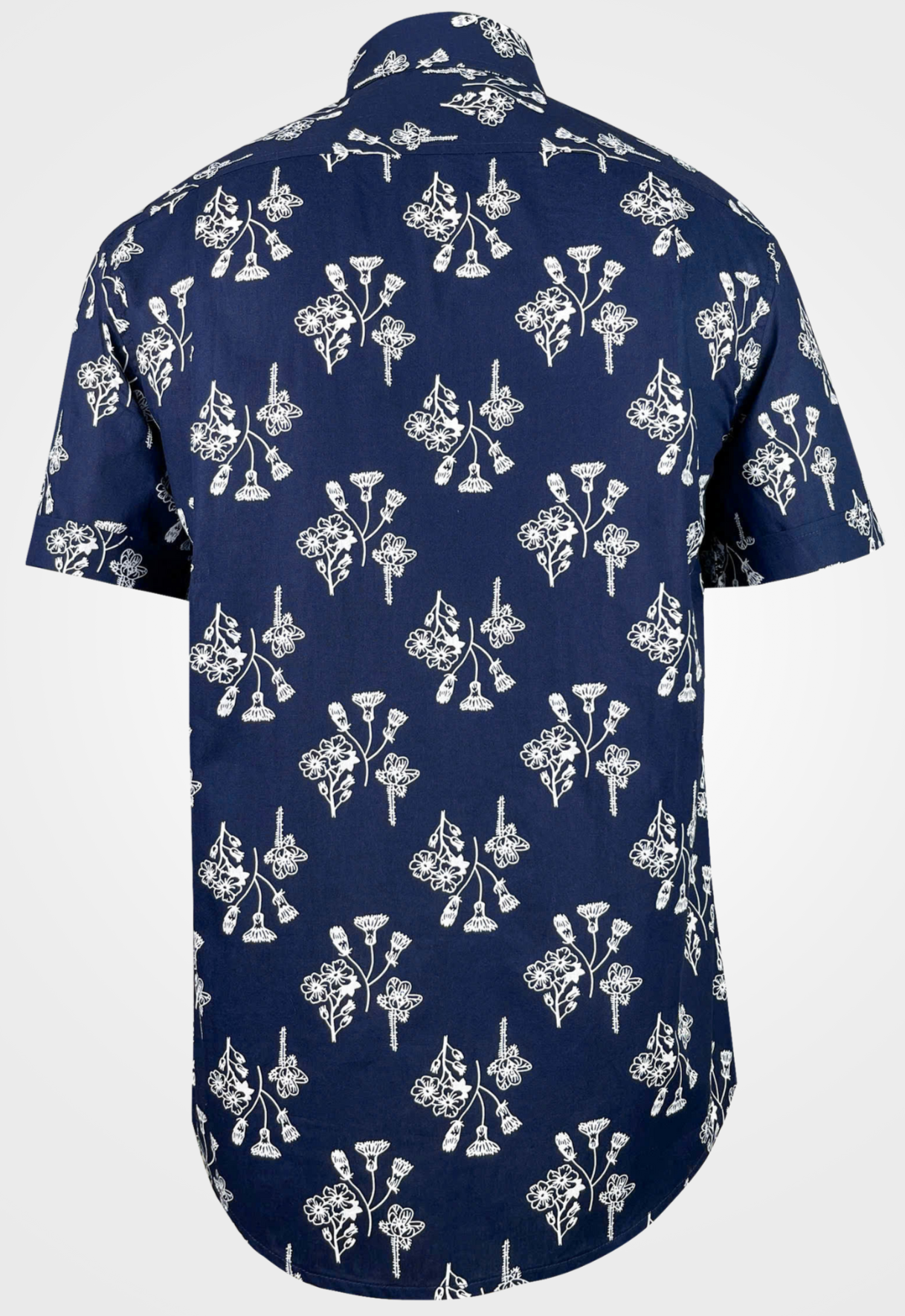Navy Ditsy - 100% Cotton Short Sleeve Button-Up Shirt