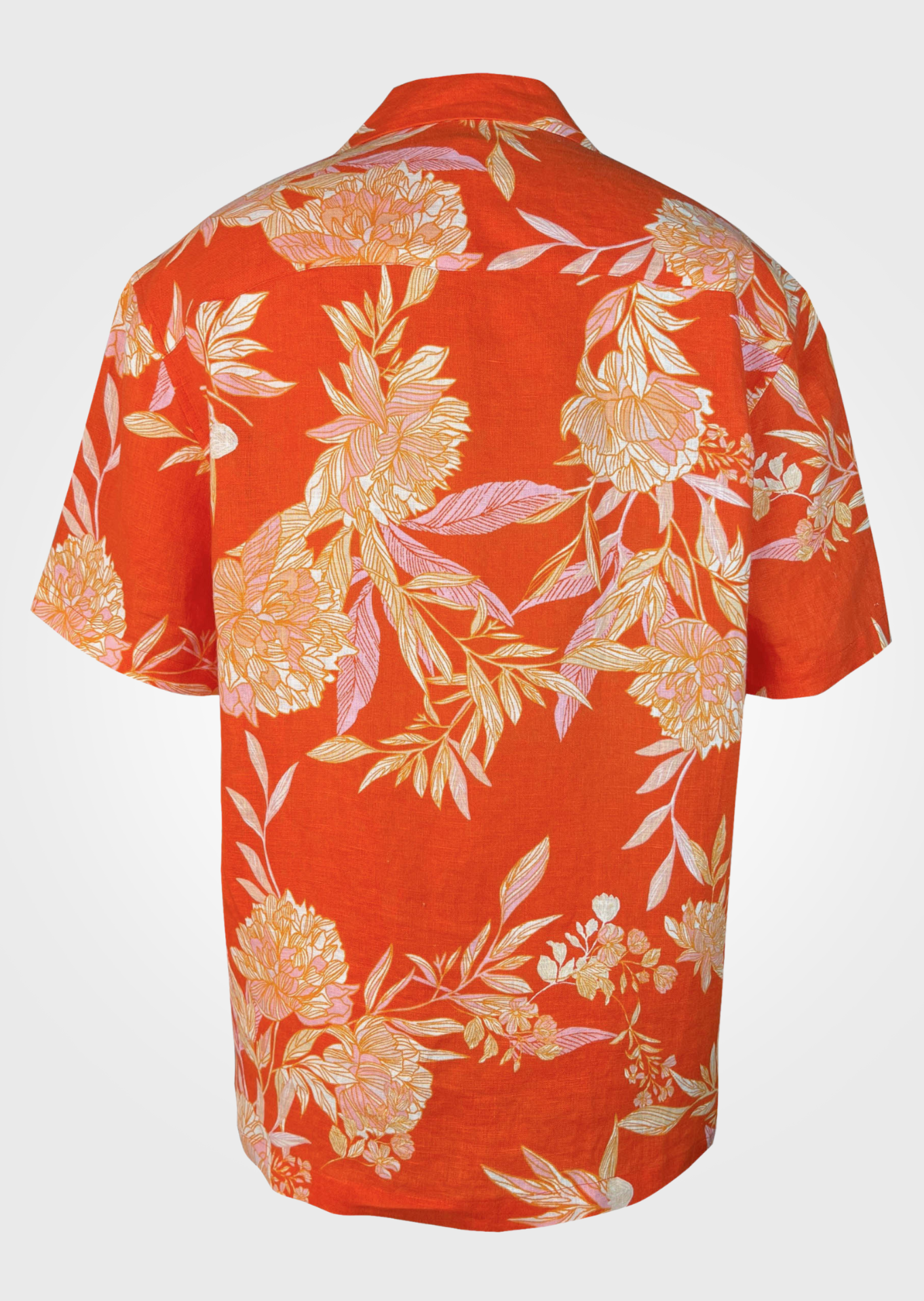 Tangerine Bloom - 100% Linen - Hawaiian Shirt