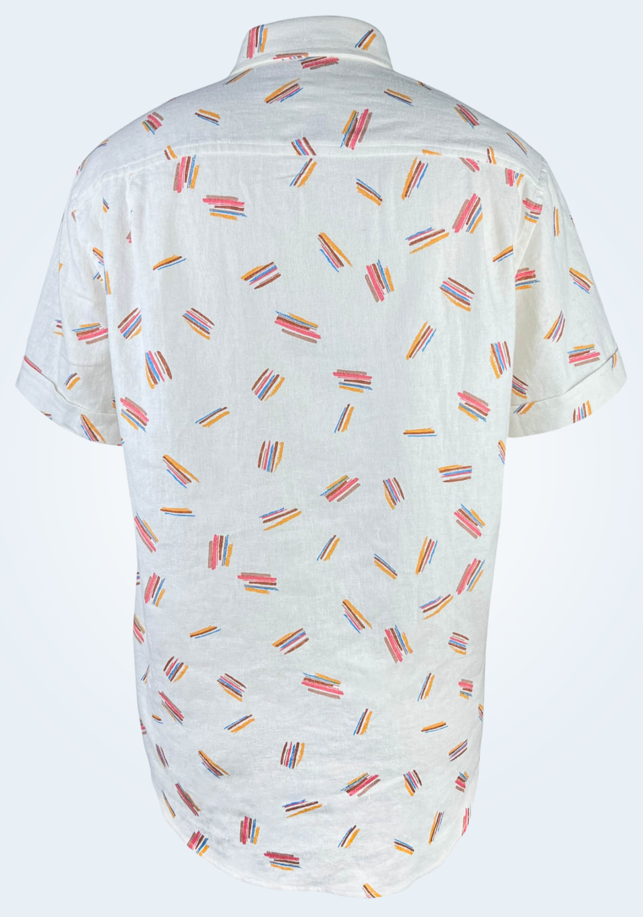 100% Linen Short Sleeve Shirt - Crayon Strokes