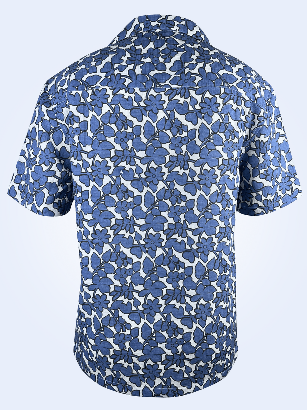 Forget Me Not Blue - Linen-Cotton Hawaiian Shirt