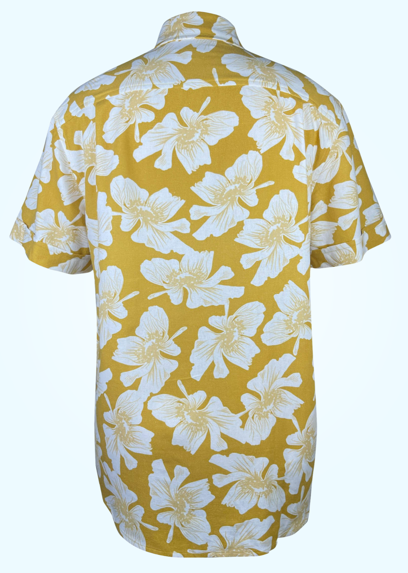 Linen/Cotton Short Sleeve Shirt - Golden Hibiscus