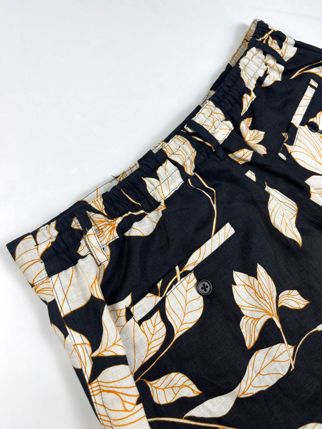 Orange Hibiscus - 100% Linen Riviera Shorts