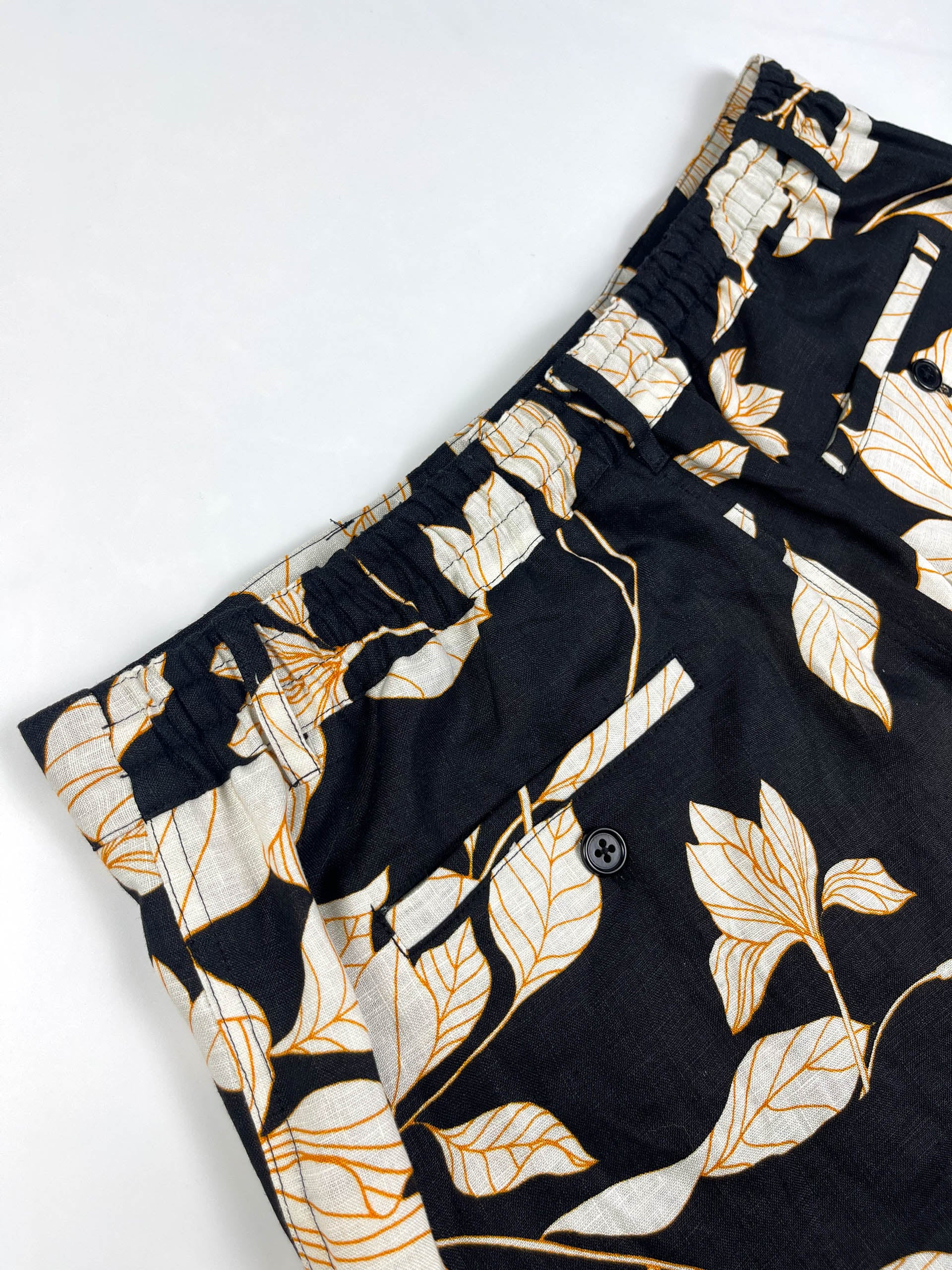 Orange Hibiscus - 100% Linen Riviera Shorts