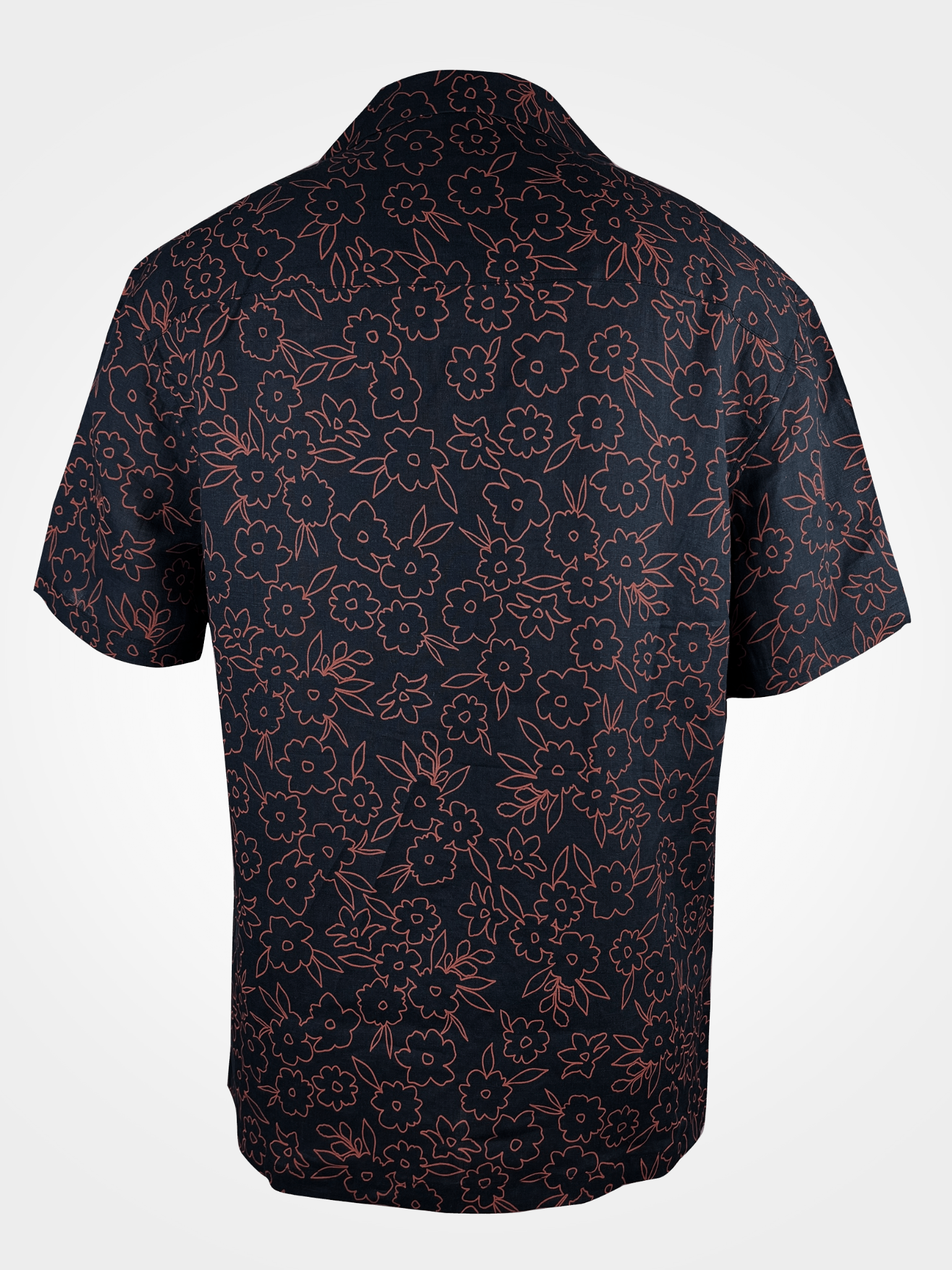 Red Wild Primroses - 100% Linen Hawaiian Shirt
