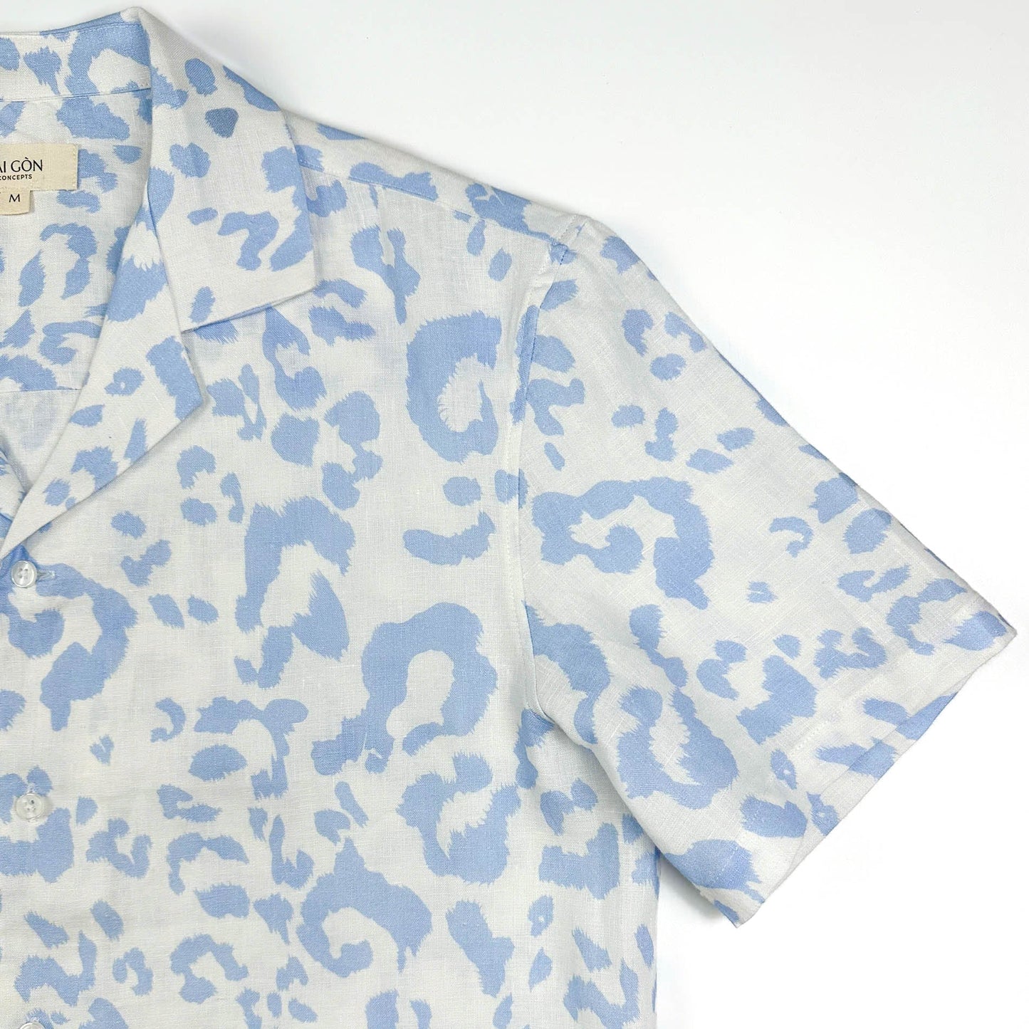 Sky Leopard - 100% Linen Hawaiian Shirt