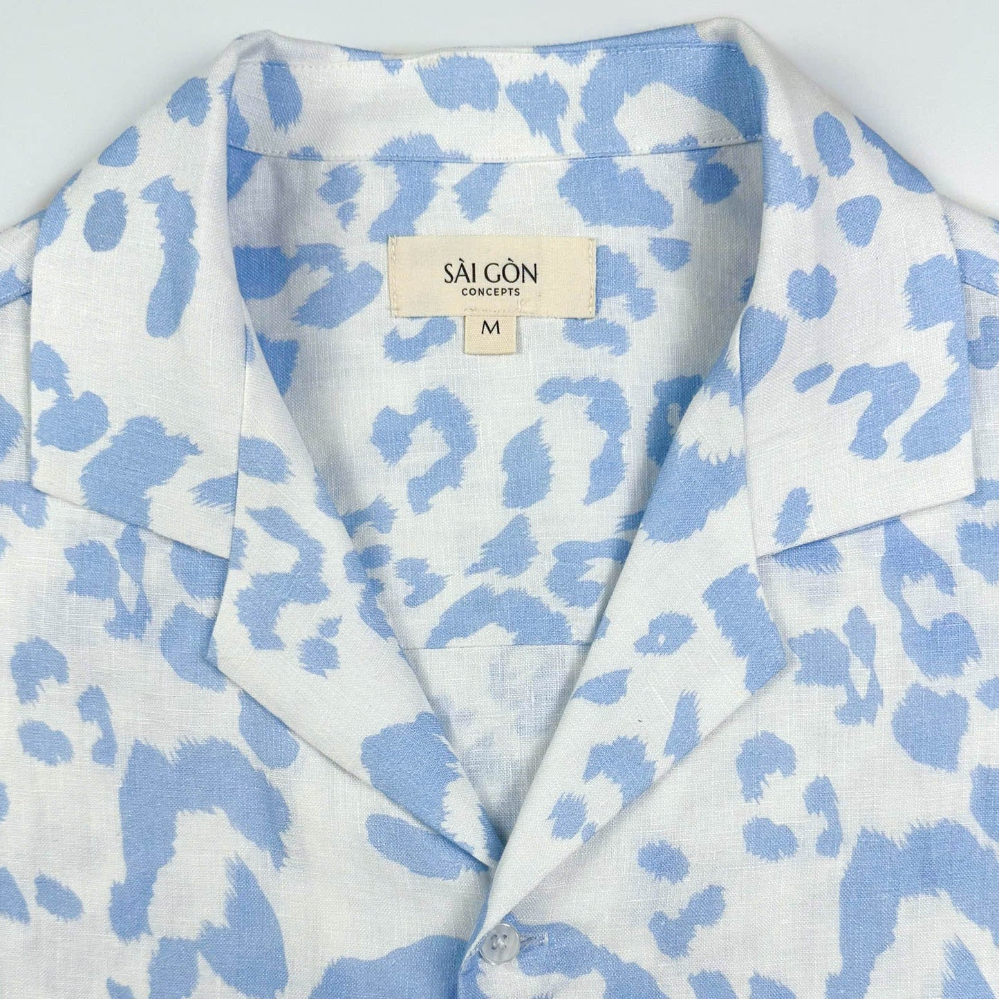 Sky Leopard - 100% Linen Hawaiian Shirt