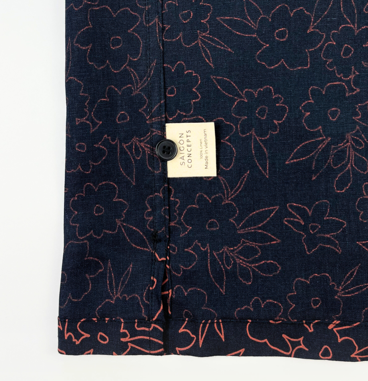 Red Wild Primroses - 100% Linen Hawaiian Shirt