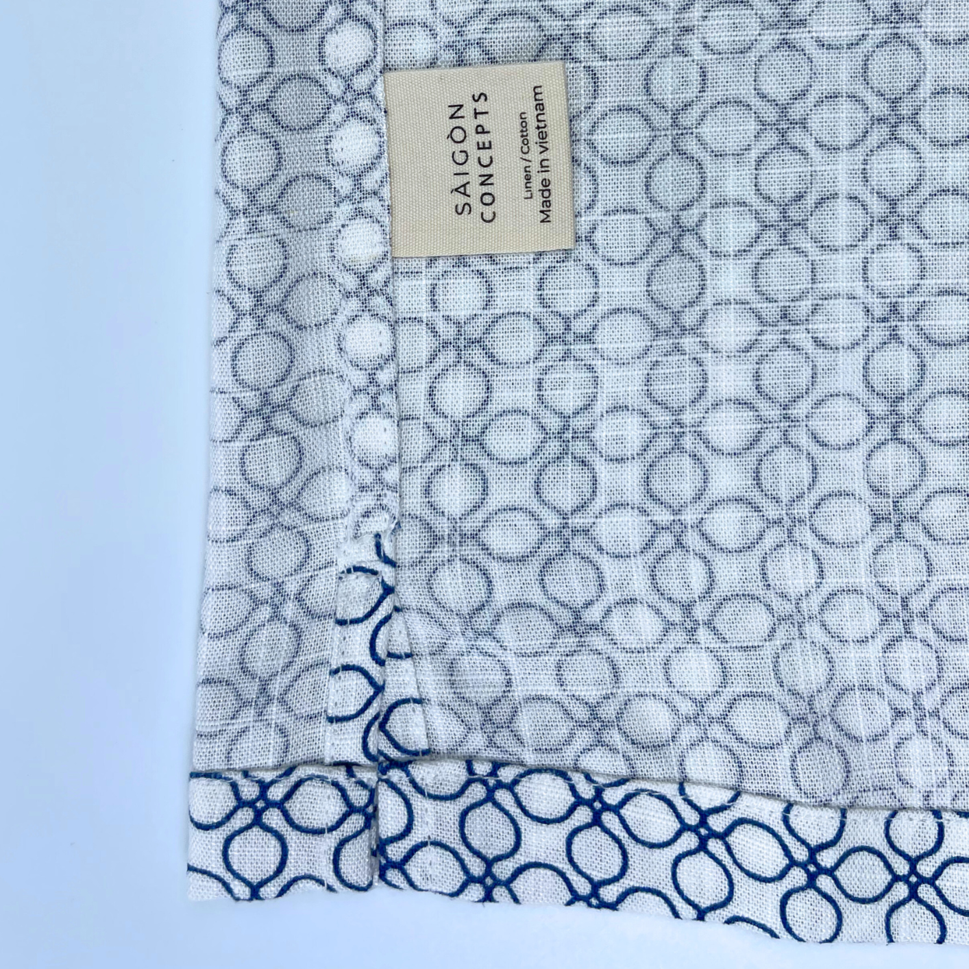 Blue-White Saigon Mosaic - Linen-Cotton Hawaiian Shirt