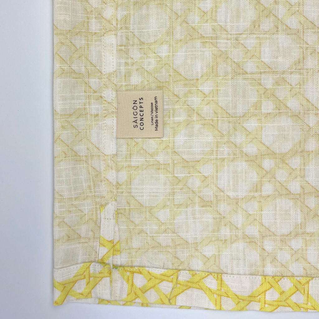 Yellow Rattan Weave - Linen Hawaiian Shirt