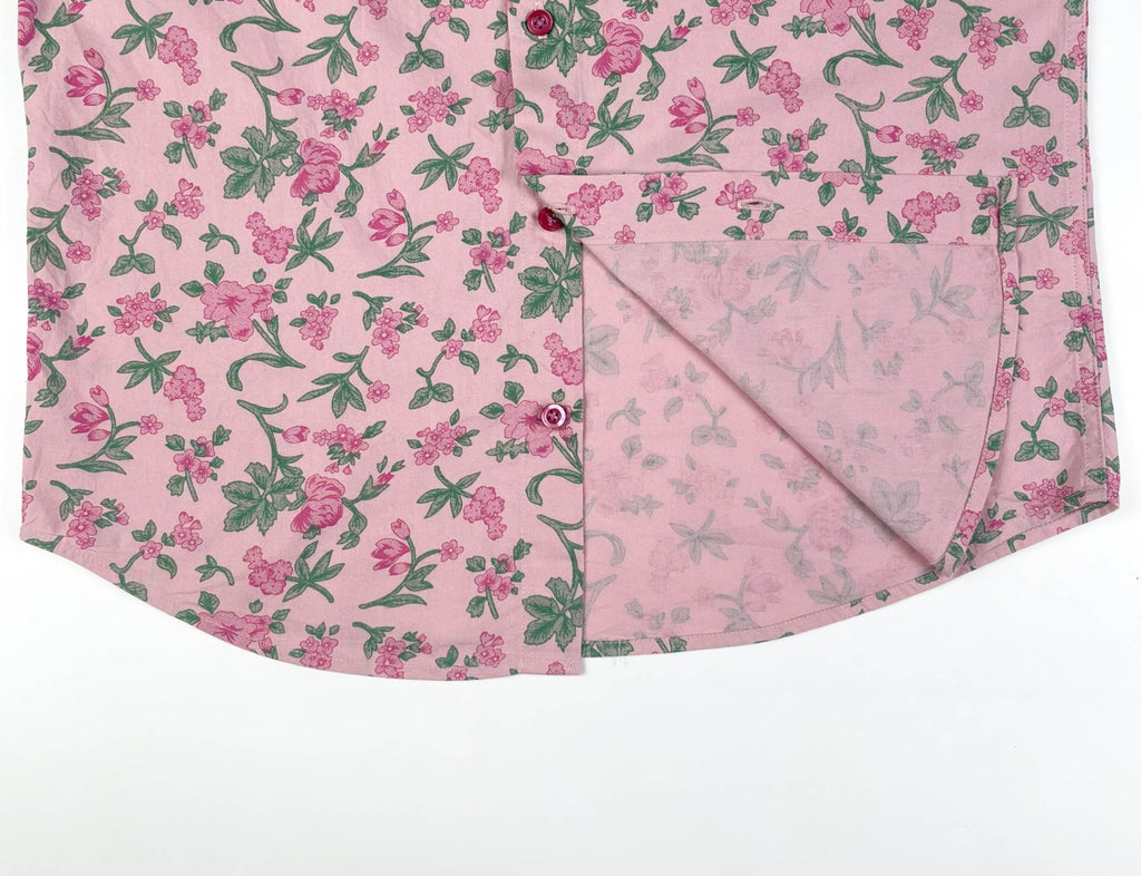 Cherry Bloom - 100% Cotton Short Sleeve Button-up Shirt