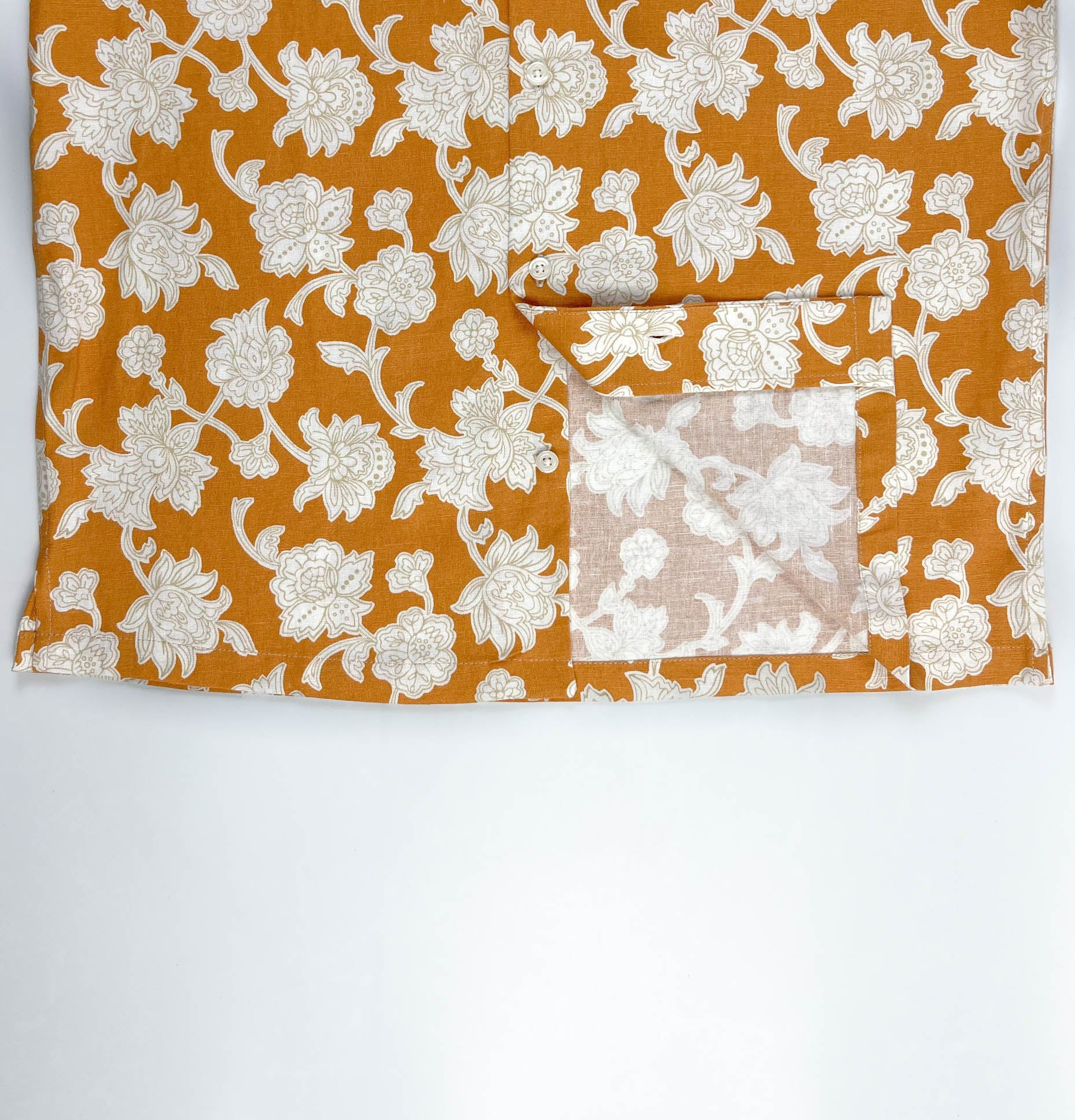 Rusty Orange - Linen-Cotton Hawaiian Shirt