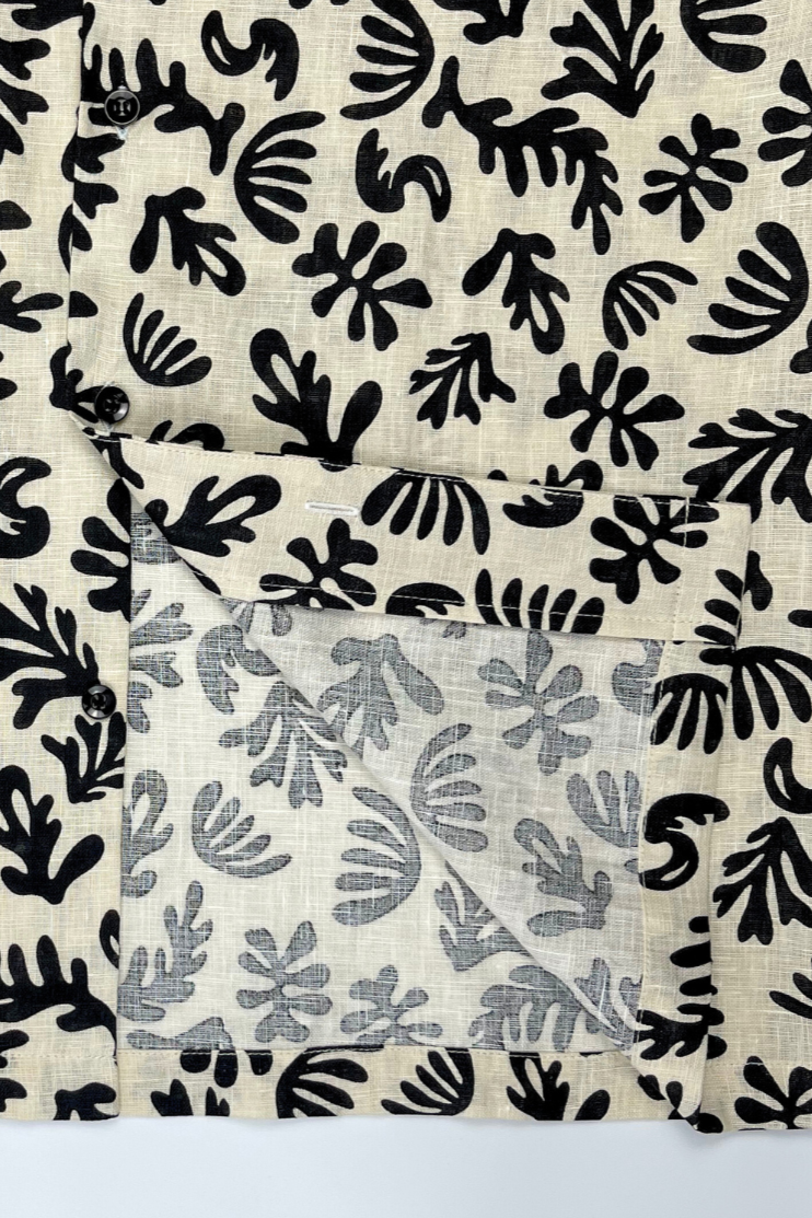 Black Coral - 100% Linen Hawaiian Shirt