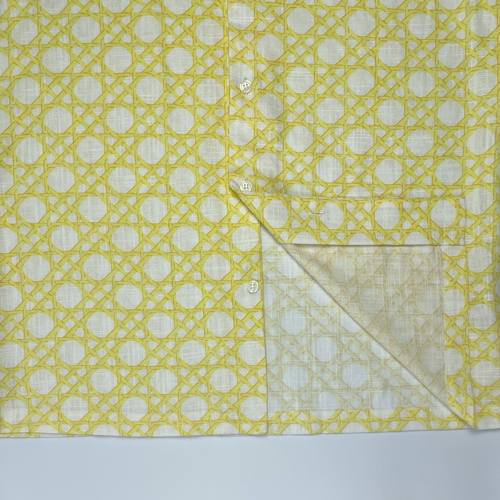 Yellow Rattan Weave - Linen Hawaiian Shirt
