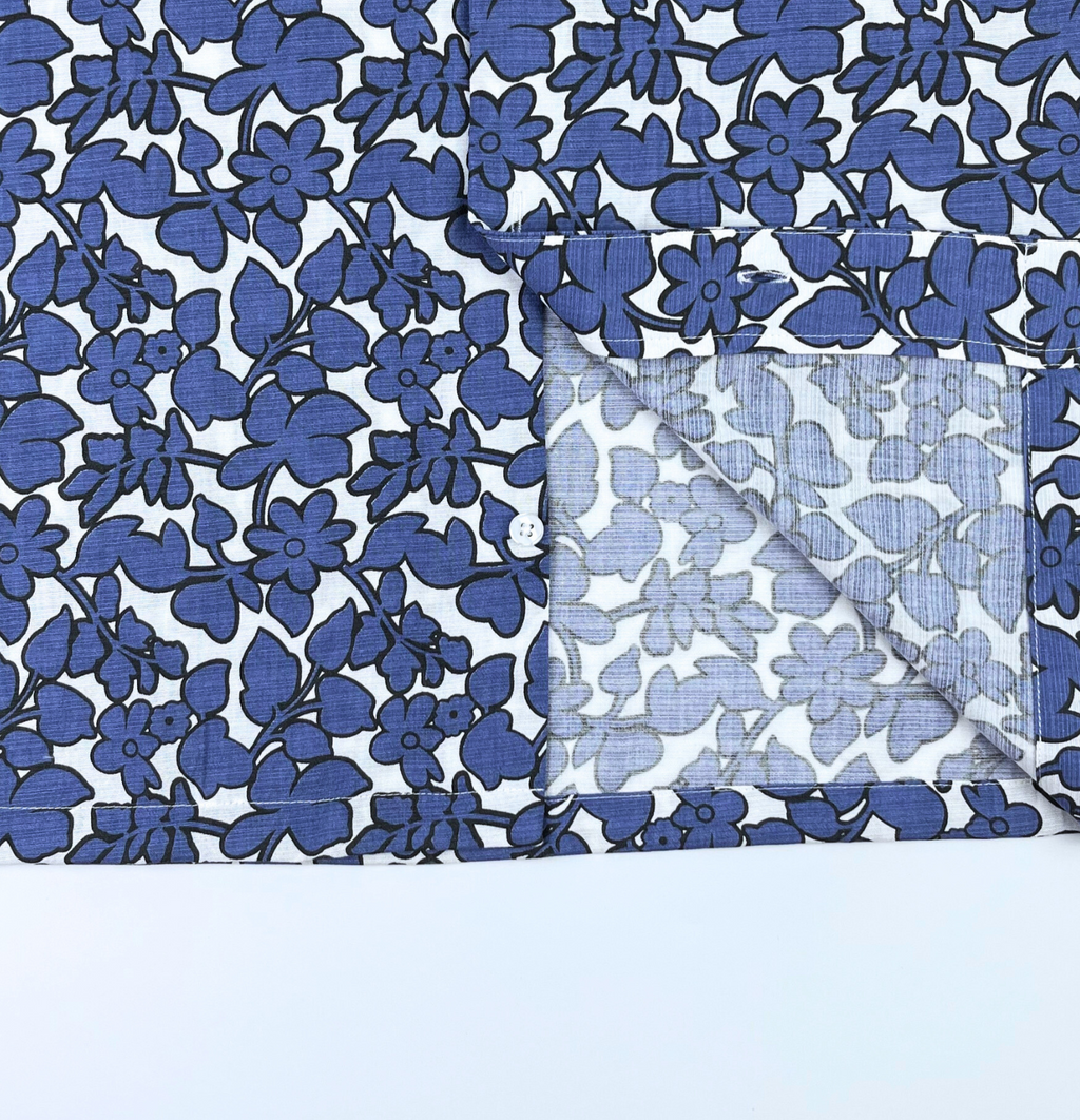 Forget Me Not Blue - Linen-Cotton Hawaiian Shirt