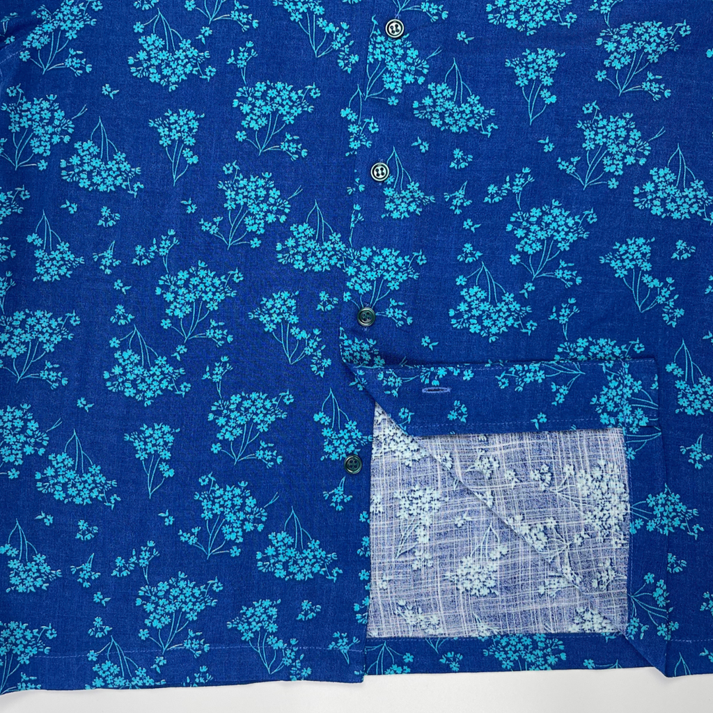 Blue Baby Flower - 100% Linen Hawaiian Shirt