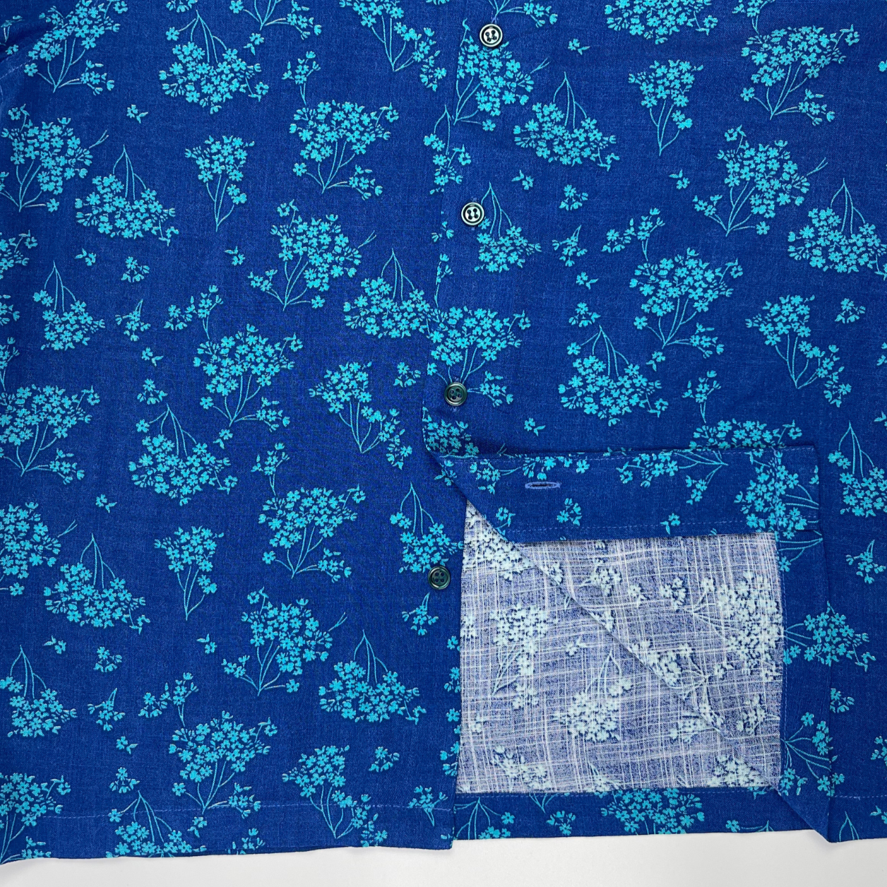 Blue Baby Flower Hawaii-style linen shirt