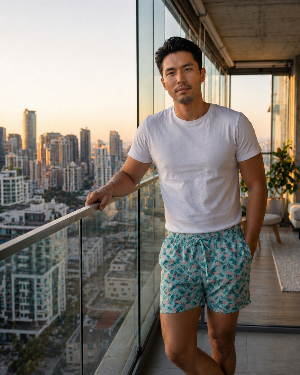 Flamingo Garden Lounge Shorts | 100% Cotton