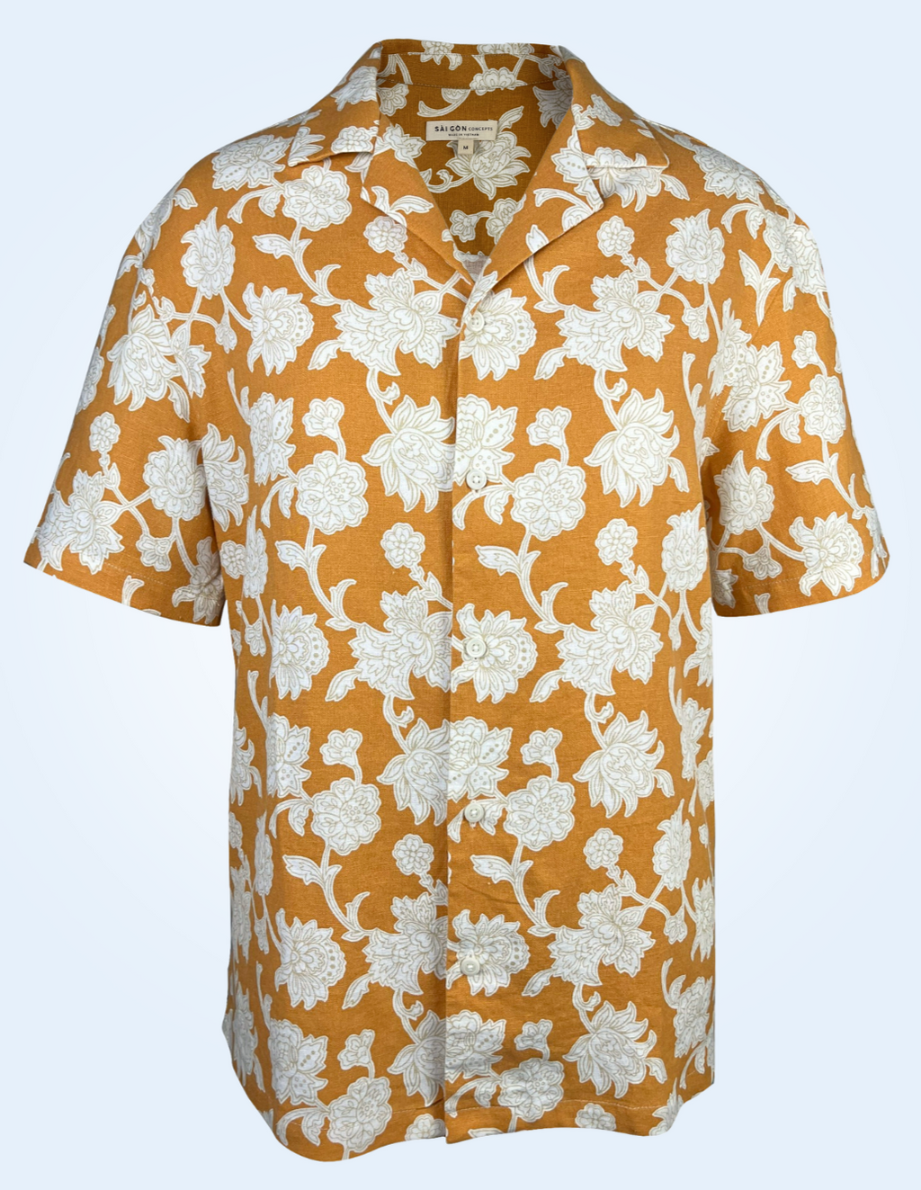 Rusty Orange - Linen-Cotton Hawaiian Shirt